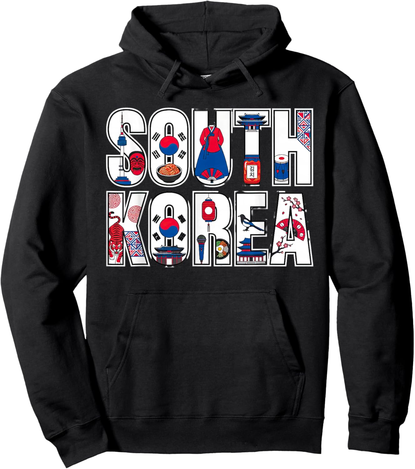 South Korea Souvenir South Korean Travel Graphic Hoodie - Hoodie | Black