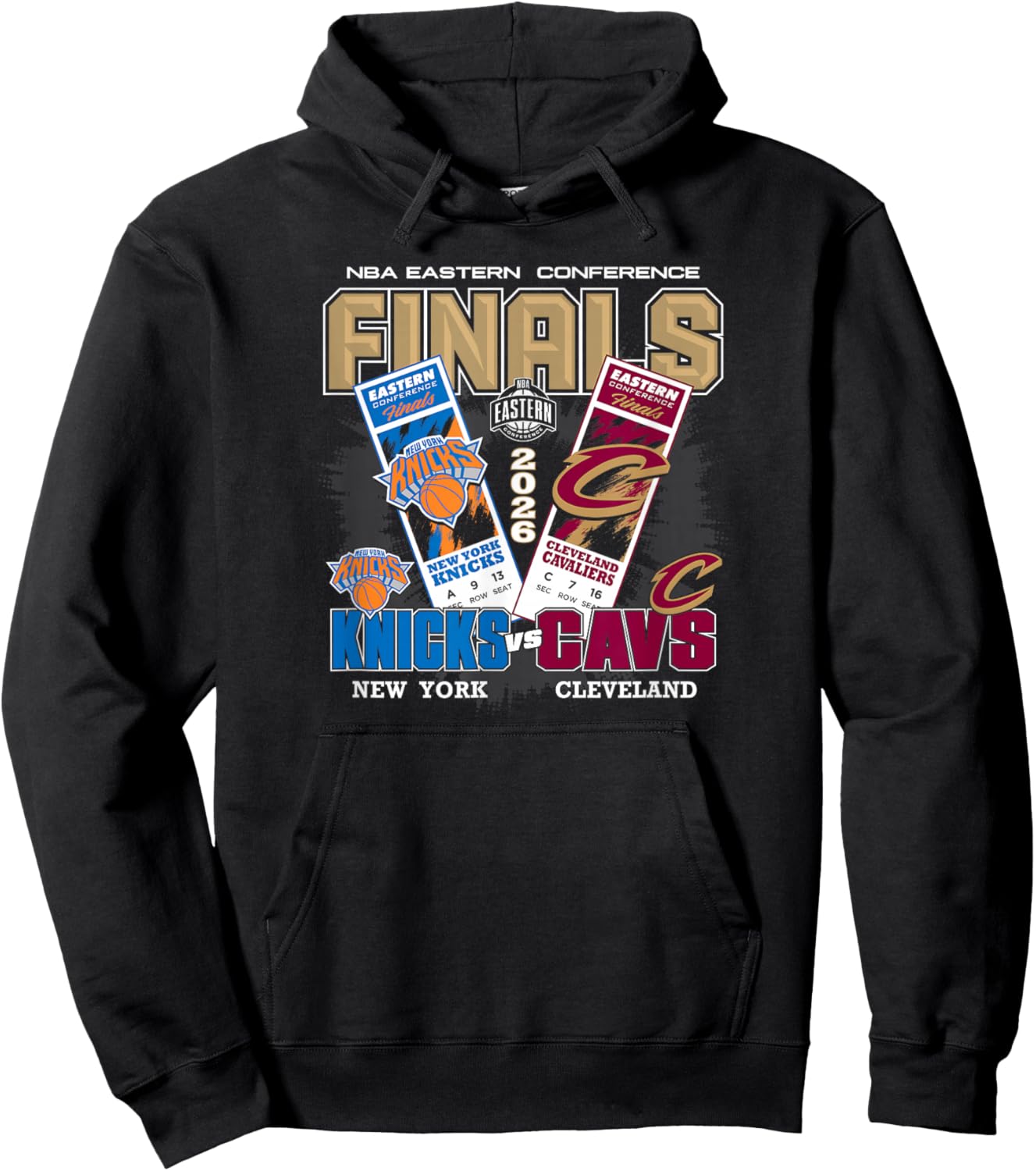NBA 2026 Eastern Conference Finals Knicks vs Cavs Face Off Hoodie - Hoodie | Black