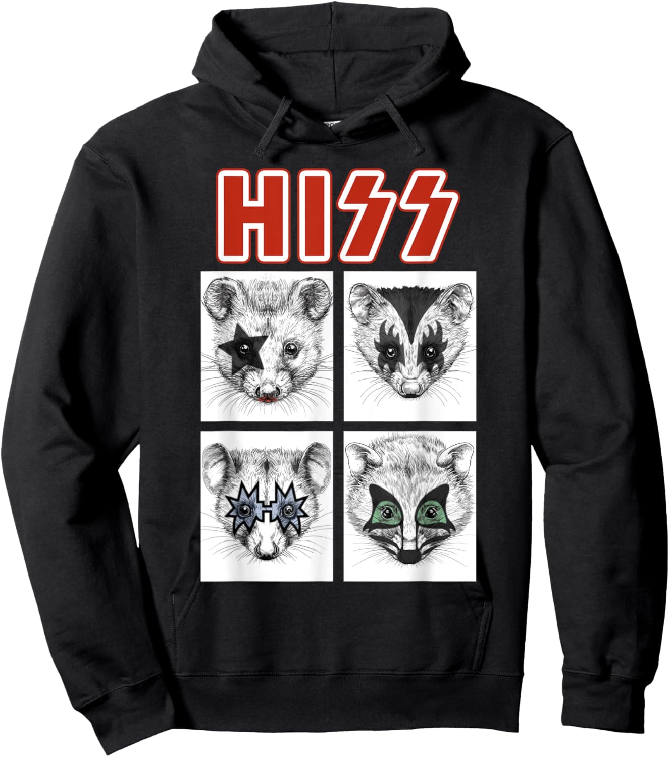 Retro Opossum Rock Music Band Concert 80s 90s Funny Opossum Hoodie - Hoodie | Black