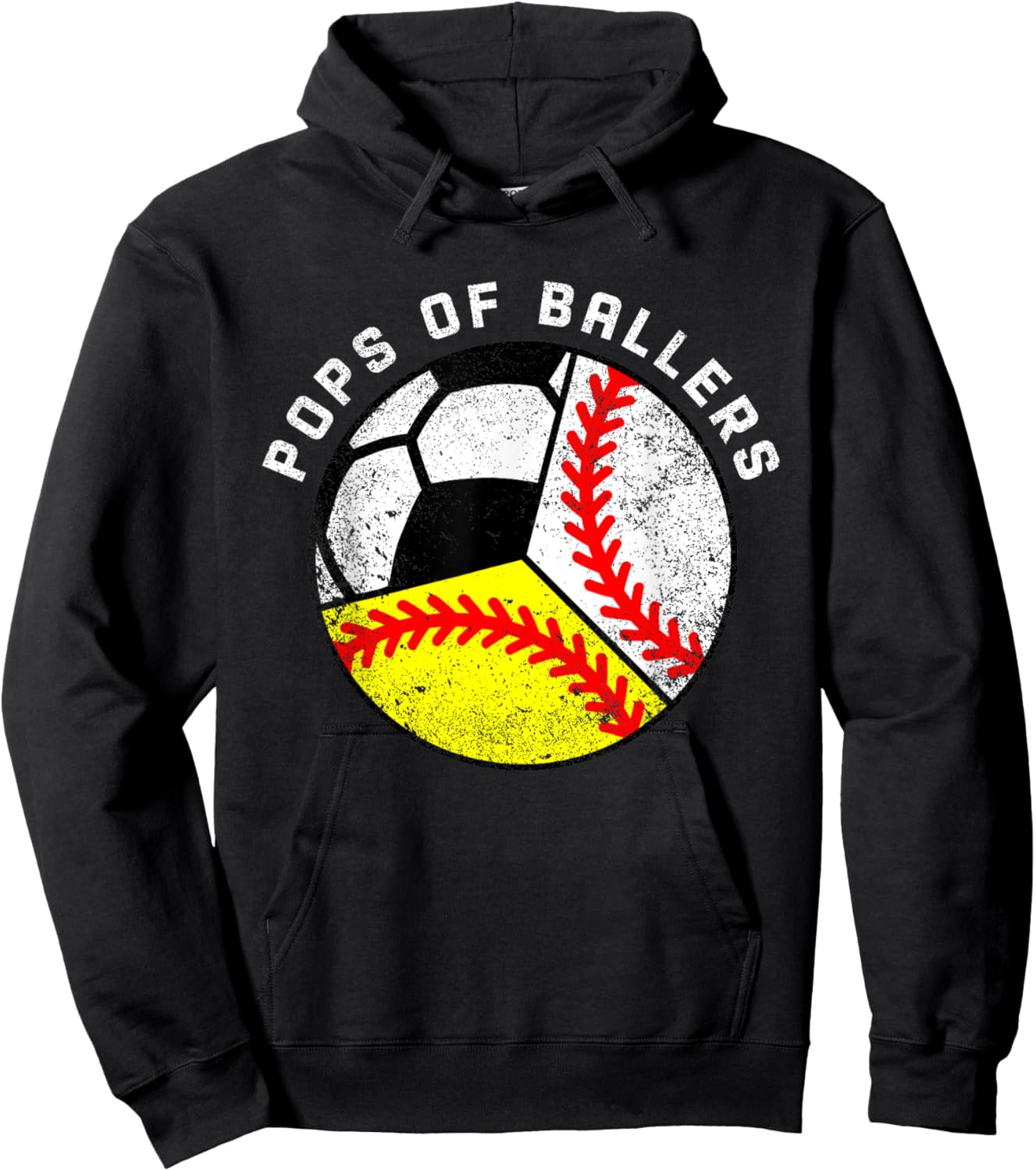Pops Of Ballers Funny Baseball Softball Soccer Pops Hoodie - Hoodie | Black