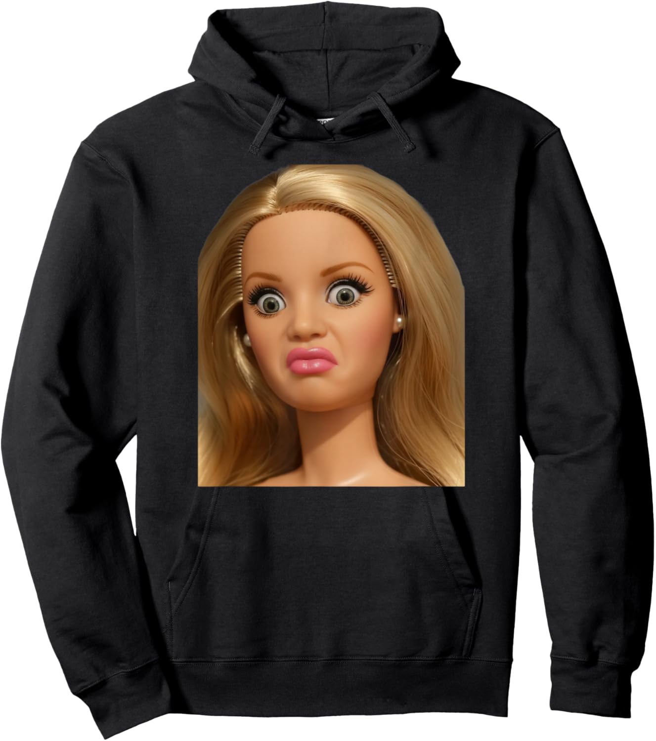 Funny Doll Face Disgusted Meme Hoodie - Hoodie | Black