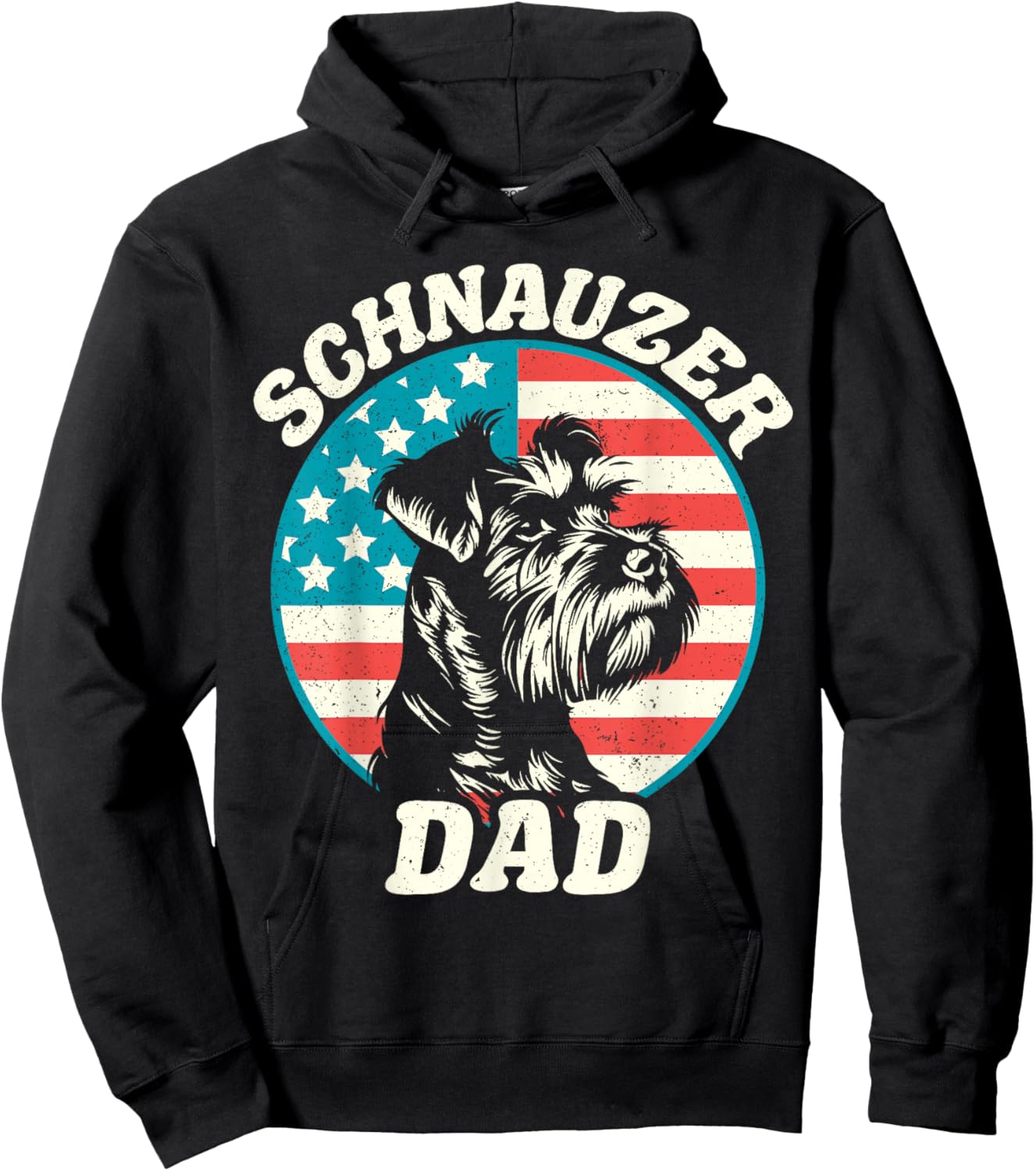 Schnauzer Dad Dog Patriotic Father Pet USA Hoodie - Hoodie | Black