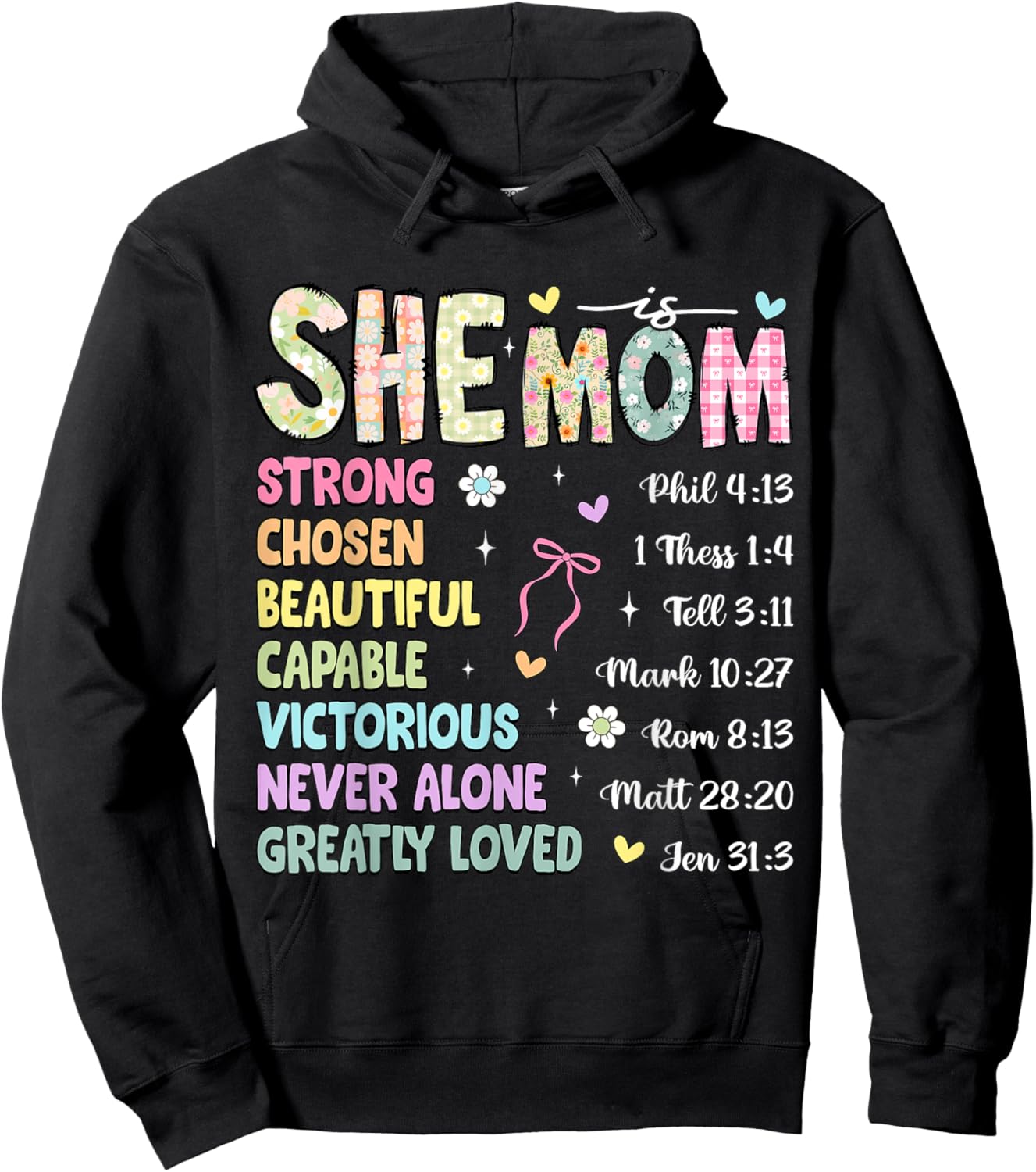 She Is Mom Christian Mother's Day Jesus Mama Religious Women Hoodie - Hoodie | Black