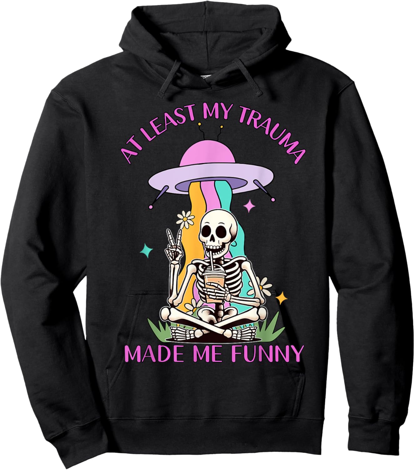 Skeleton At Least My Trauma Made Me Funny Hoodie - Hoodie | Black