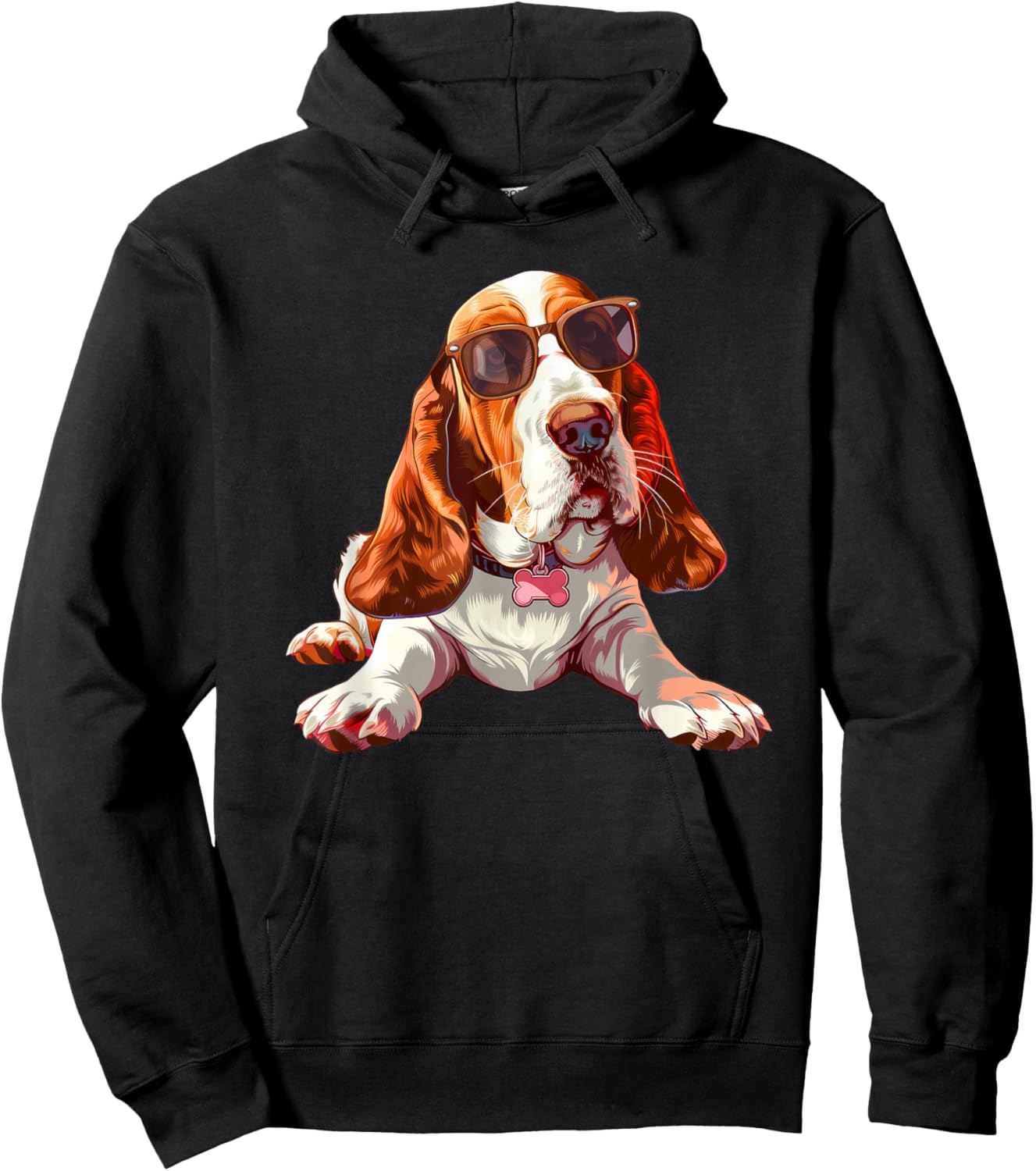 Basset Hound Dog Sunglasses Hoodie - Hoodie | Black