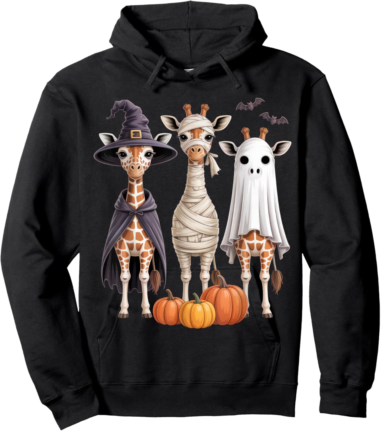 Halloween Giraffe Trio Costume Fun for Animal Lovers Hoodie - Hoodie | Black