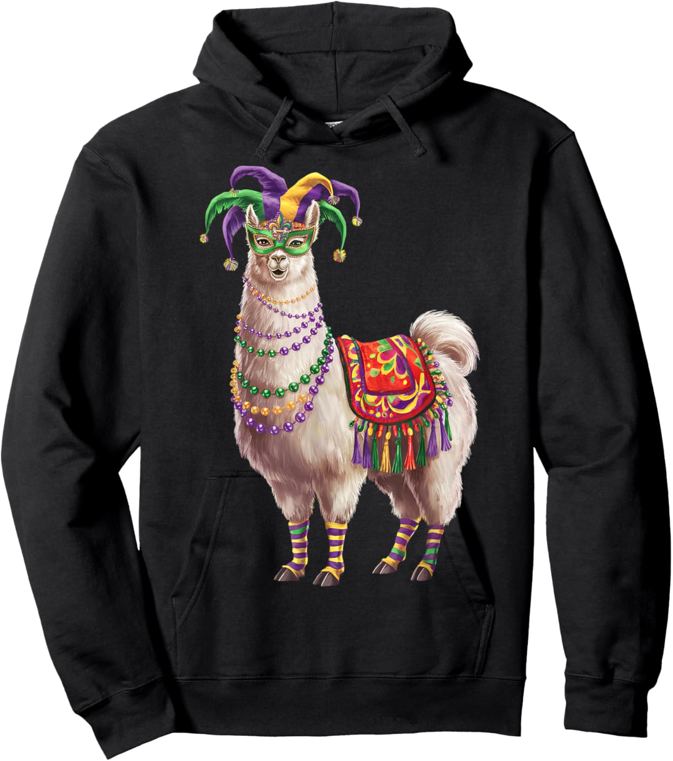 Mardi Gras Funny Llama No Probllama New Orleans Louisiana Hoodie - Hoodie | Black