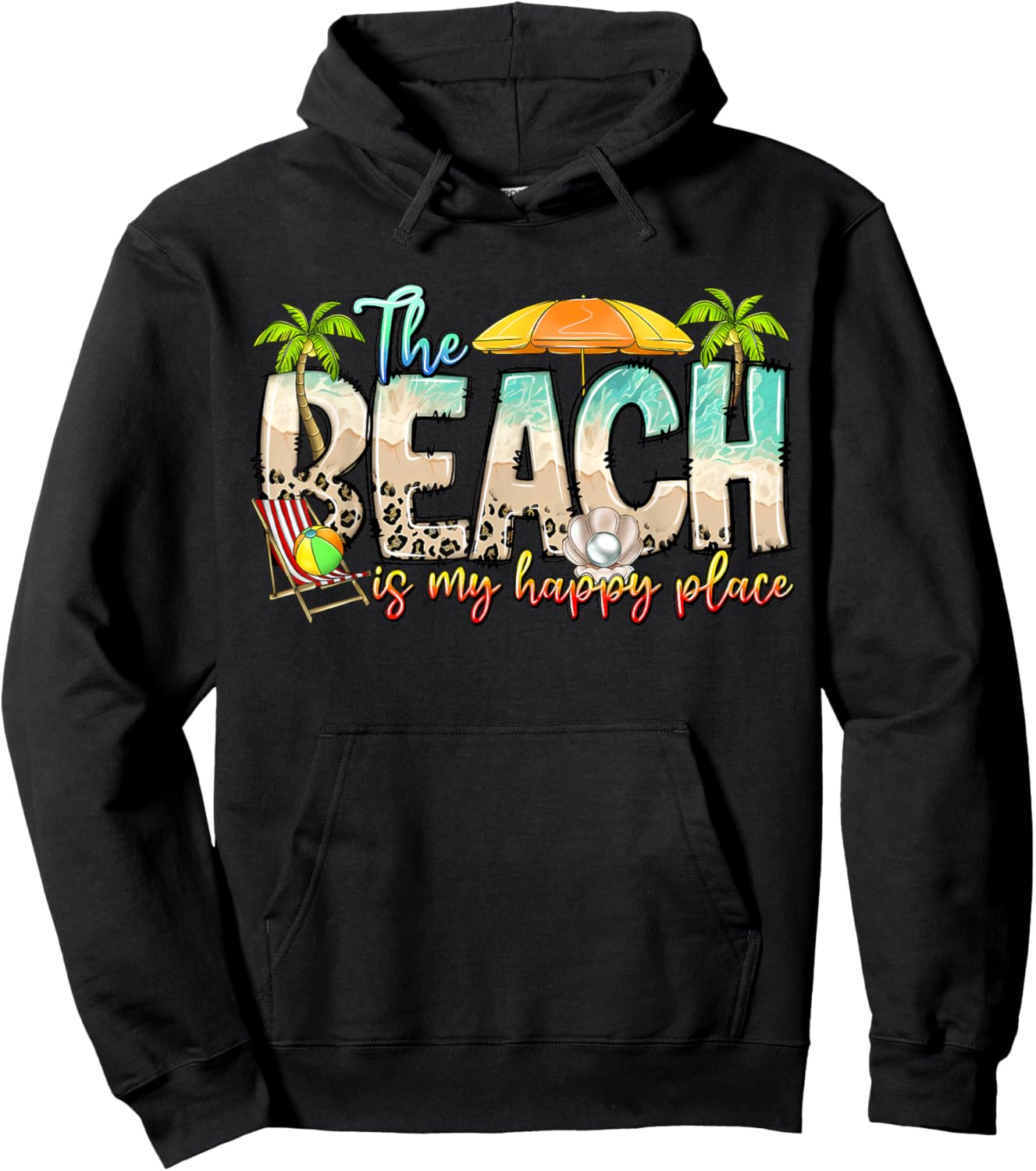 Summer Vibes Beach Vacation The Beach is My Happy A Place Hoodie - Hoodie | Black