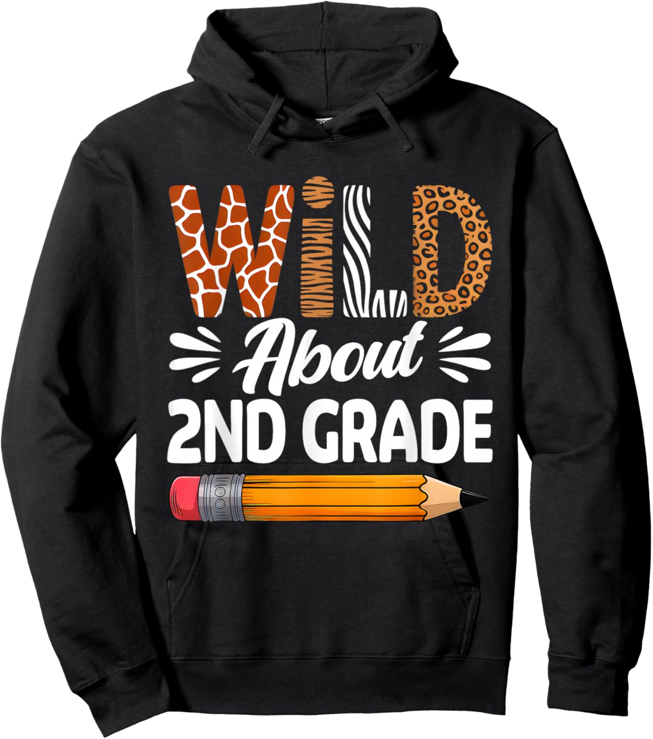 Wild About 2nd Grade First Day Of Second Grade Teacher Kids Hoodie - Hoodie | Black