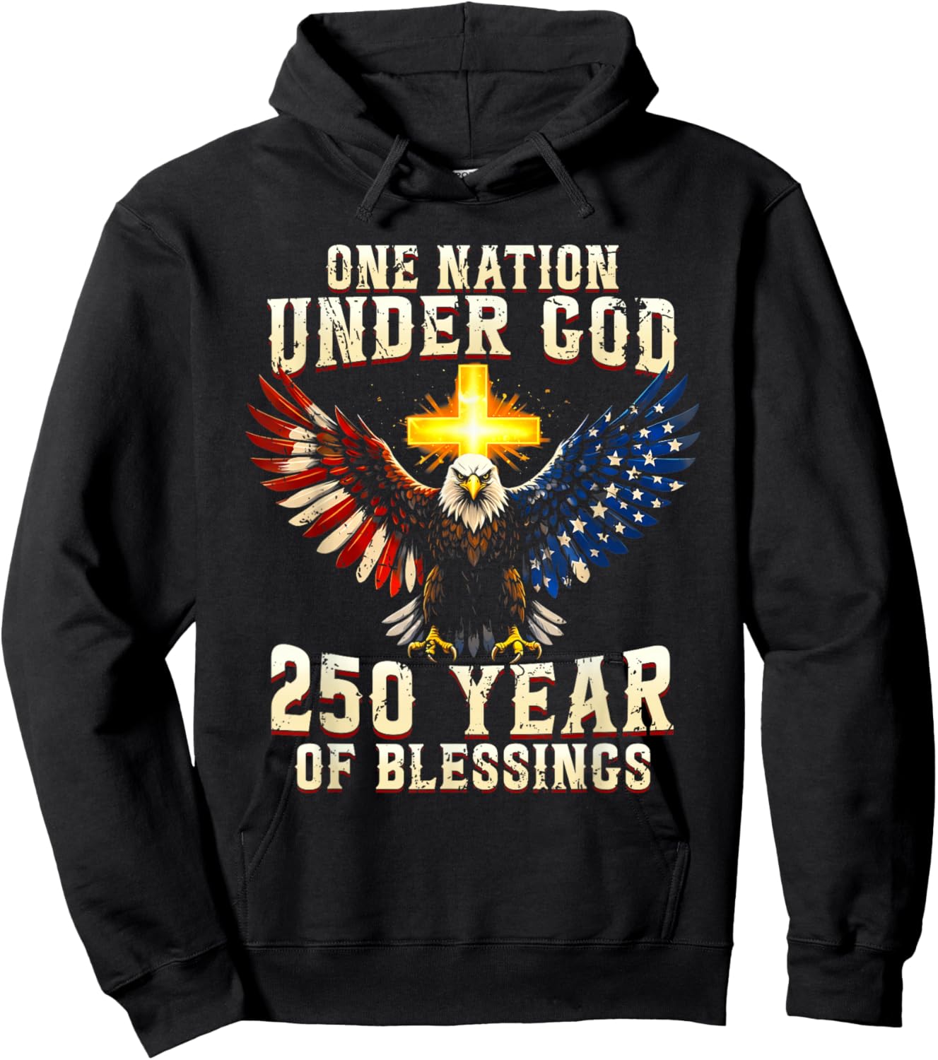 One Nation Under God 250 Years 250th Anniversary USA Men Hoodie - Hoodie | Black