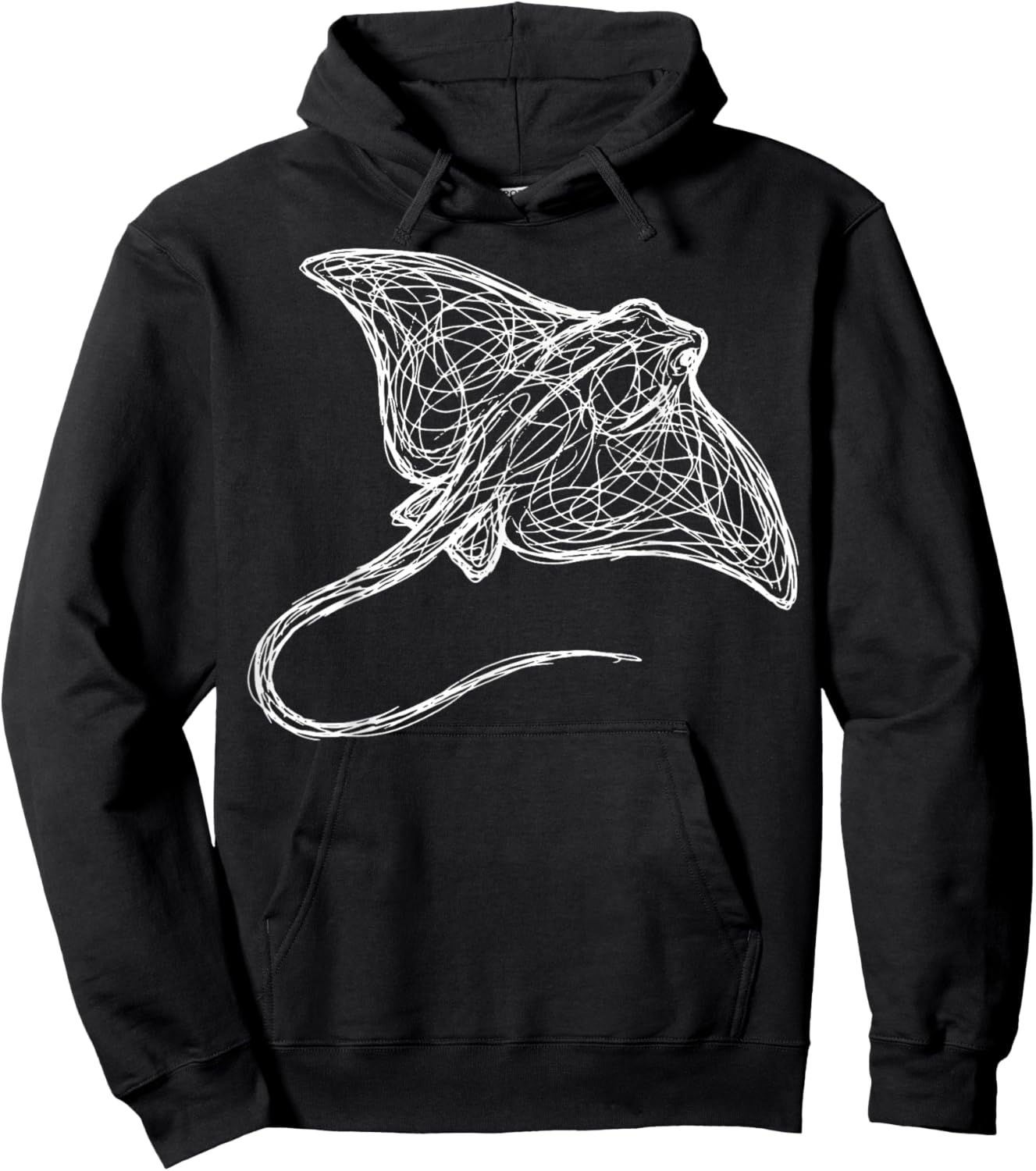 Stingray Line Art Sting Ray Scuba Diver Snorkeler Hoodie - Hoodie | Black