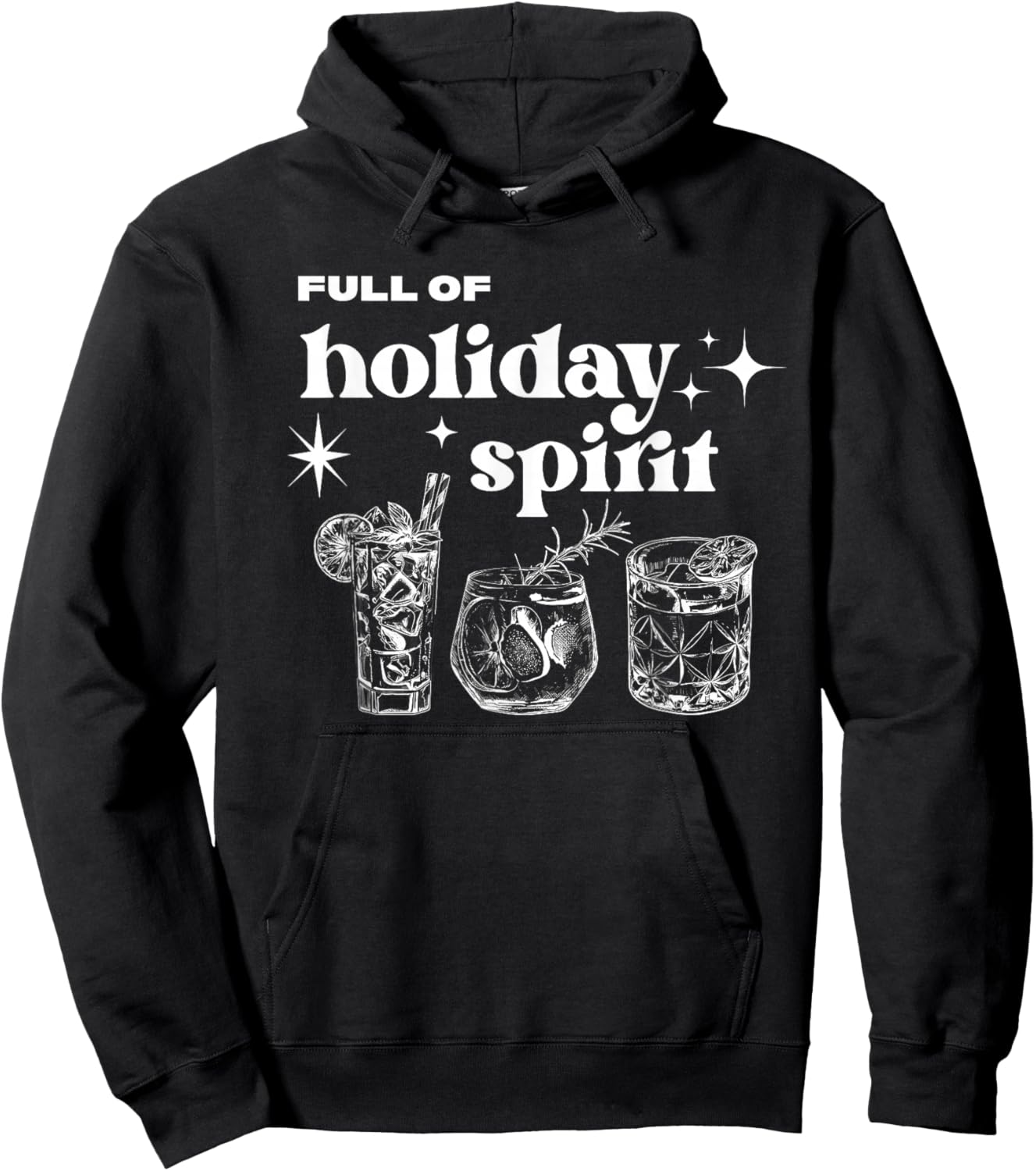Christmas Full of Holiday Spirit Cocktail Club Women Men Hoodie - Hoodie | Black
