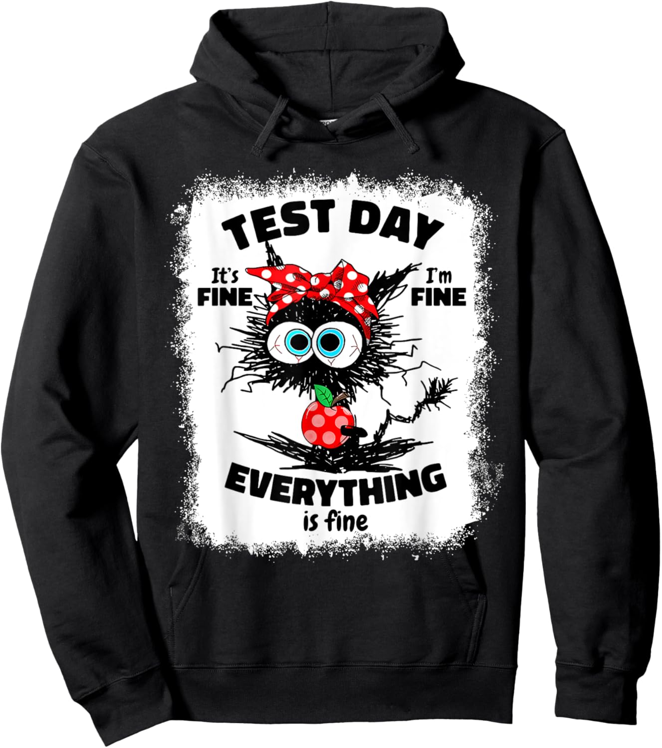 Test Day Funny Stressed Cat Teacher Student Kids Testing Day Hoodie - Hoodie | Black