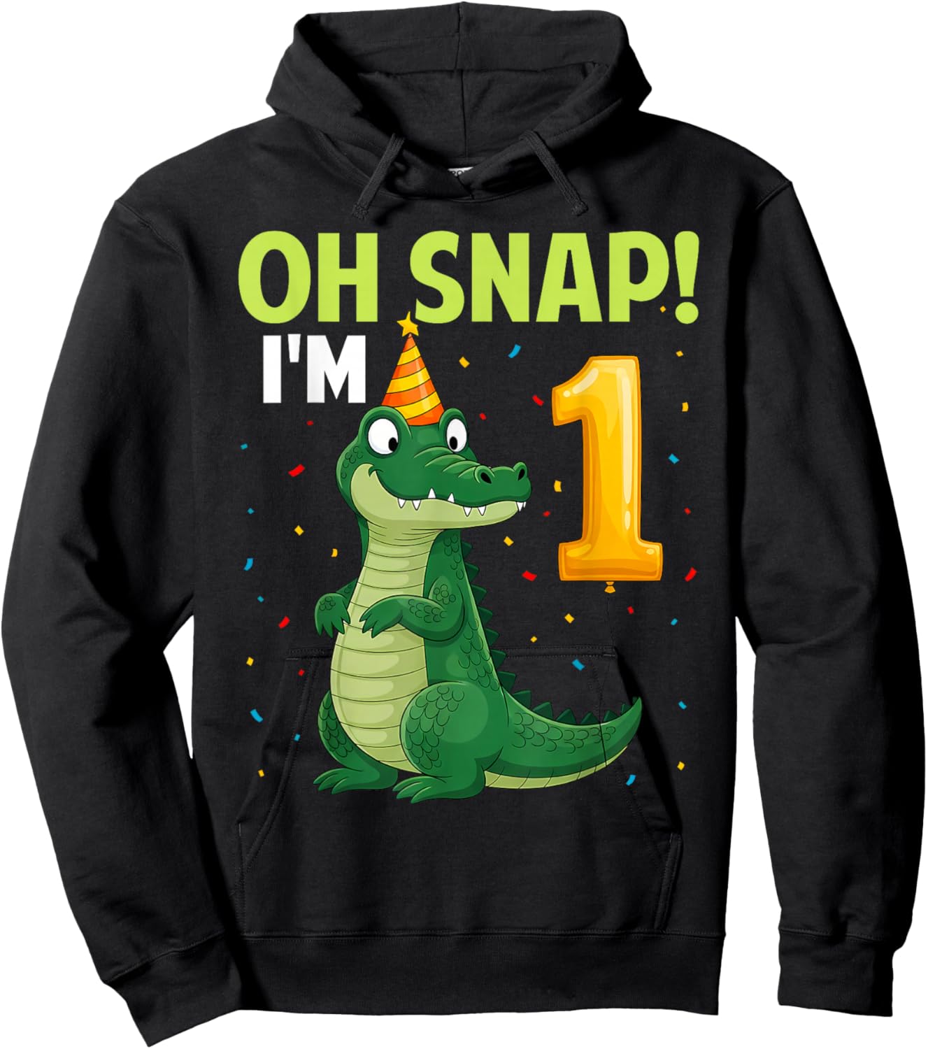 Cute 1 Year Old Alligator Birthday Oh Snap I'm Crocodile Hoodie - Hoodie | Black