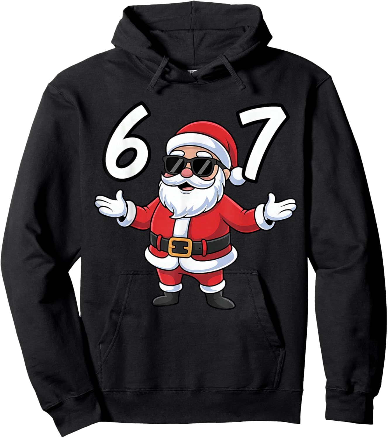 67 Meme Six Seven Number 6 7 Santa Xmas Christmas Hoodie - Hoodie | Black