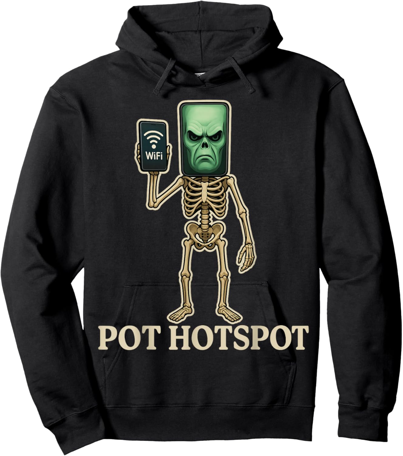 Pot Hotspot - Funny Halloween Brainrot Skeleton Kids Meme Hoodie - Hoodie | Black