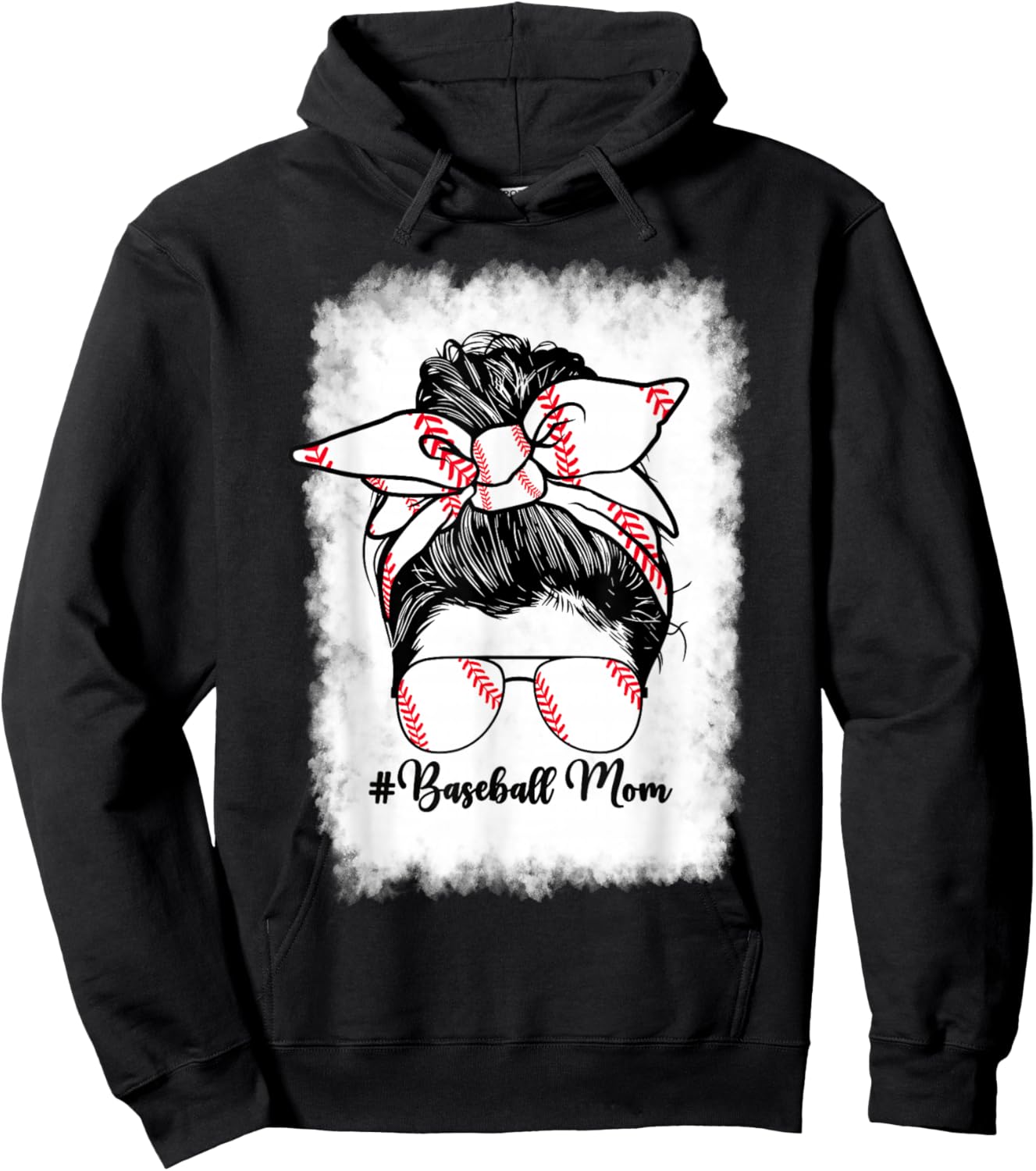 Baseball Mom Mama Messy Bun Baseball Player Son Hoodie - Hoodie | Black
