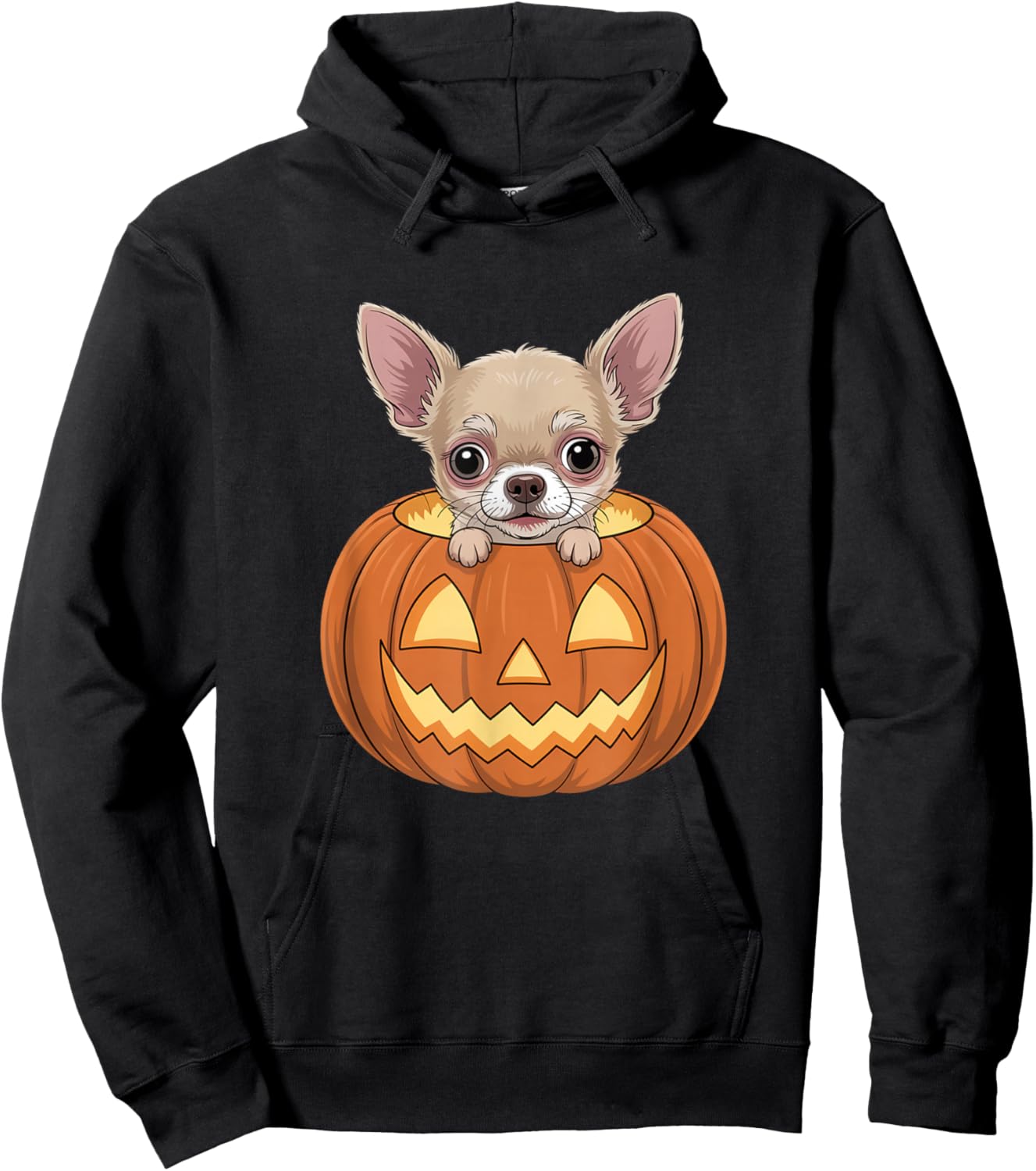 Cute Chihuahua in Pumpkin Funny Dog Halloween Hoodie - Hoodie | Black