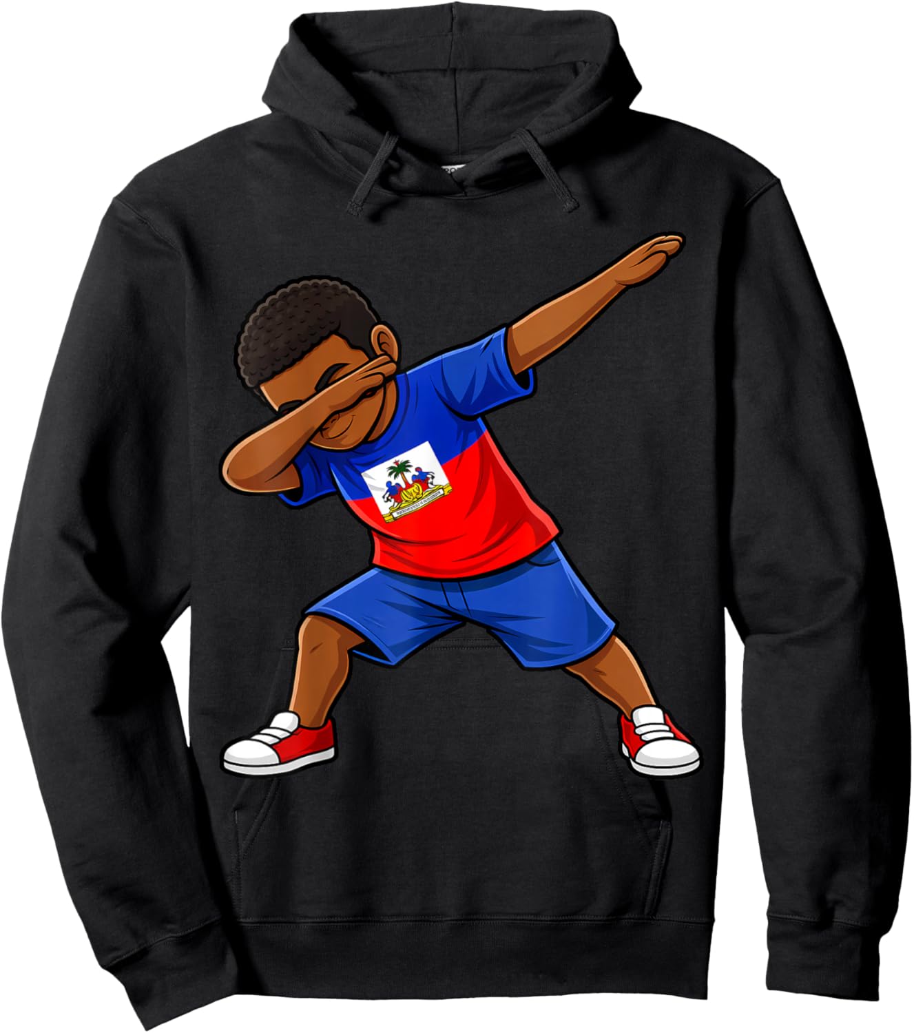 Haitian Boy Dab Pose Haiti Flag Hoodie - Hoodie | Black