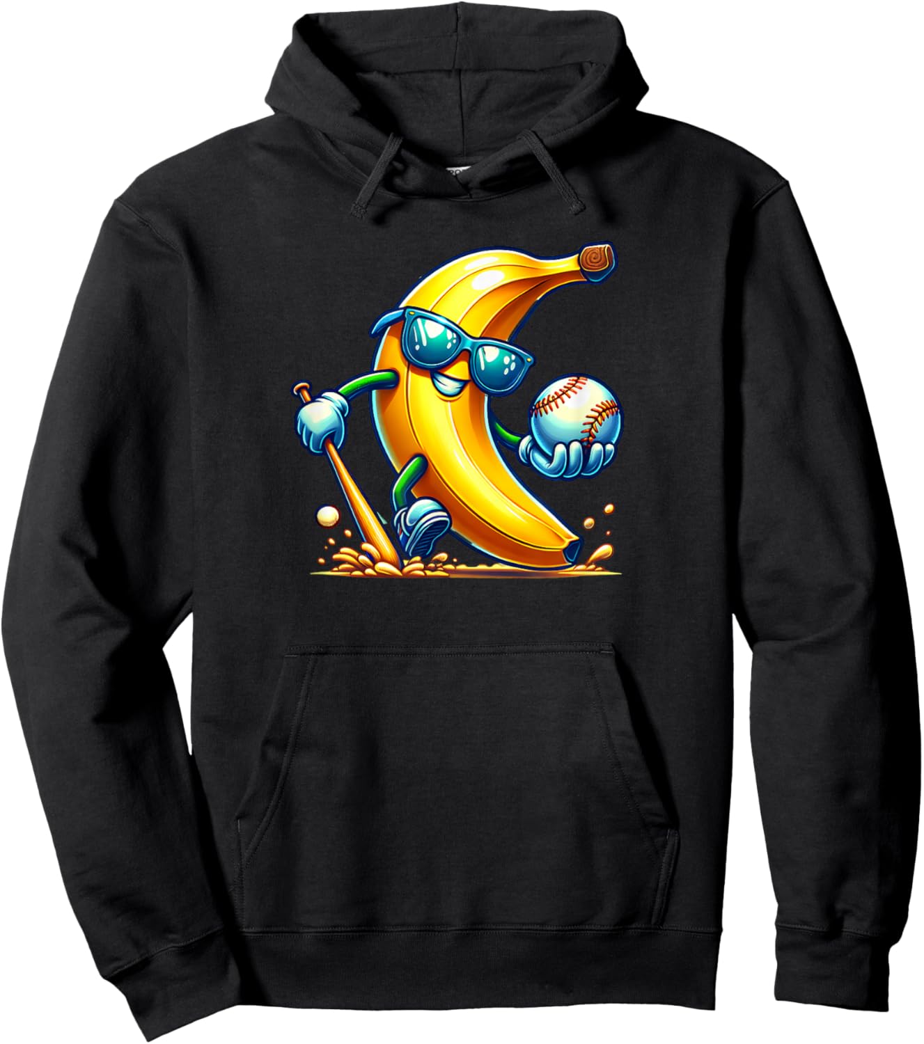 Banana Playing Baseball Fruit Lover Baseball Player Hoodie - Hoodie | Black