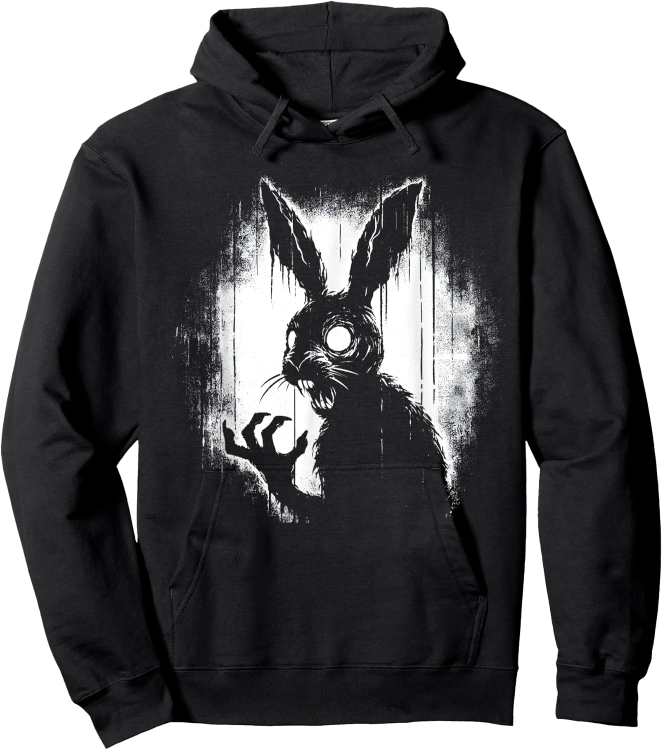 Creepy Goth Rabbit, Horror Bunny, Weirdcore Rabbit Hoodie - Hoodie | Black
