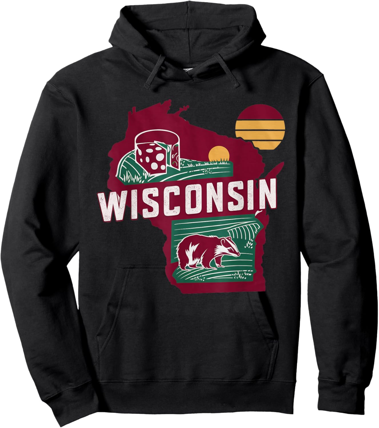Wisconsin State of Wisconsin Retro Wisconsin Hoodie - Hoodie | Black