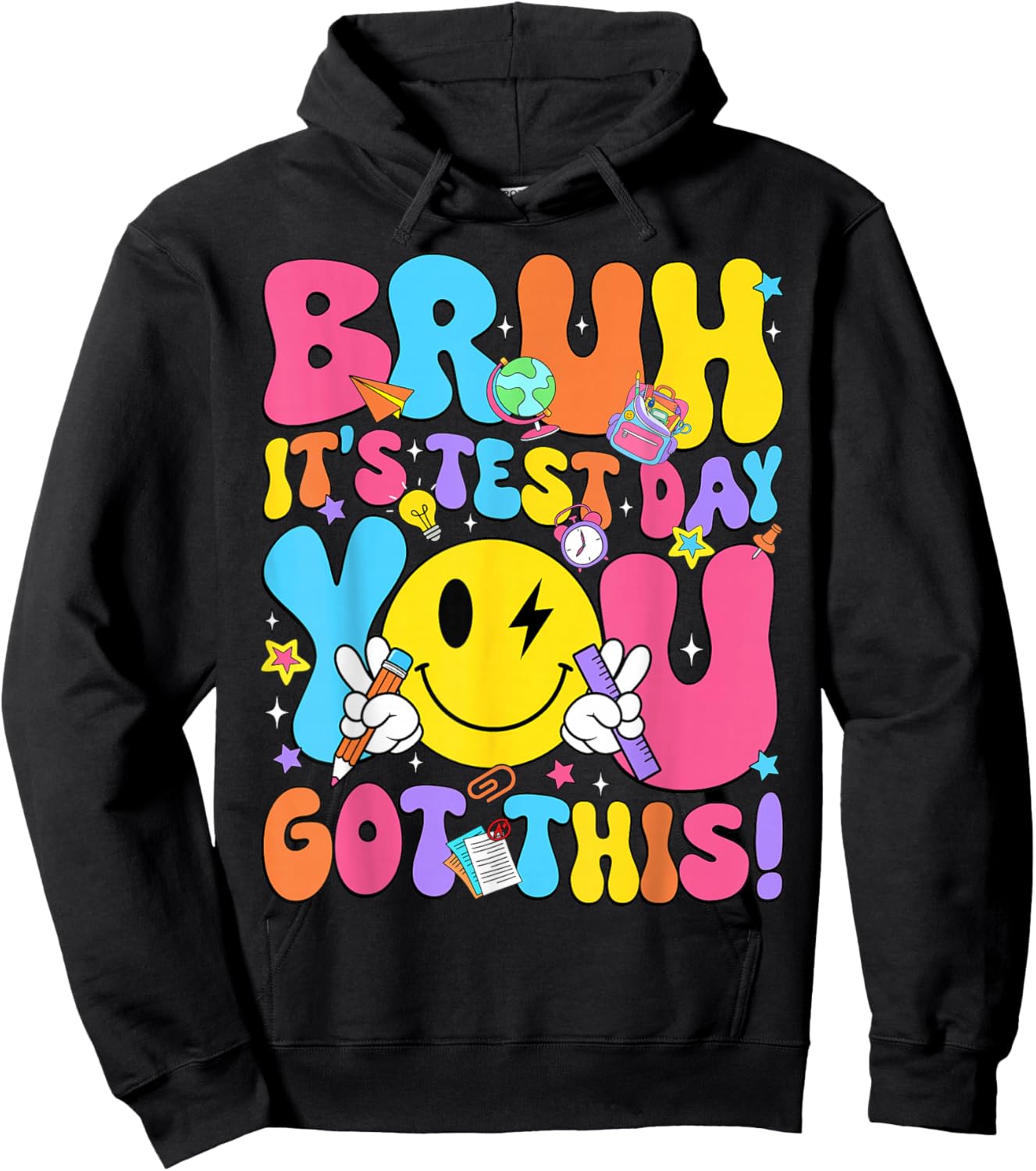 Bruh It’s Test Day You Got This Teacher Testing Day Boy Kids Hoodie - Hoodie | Black