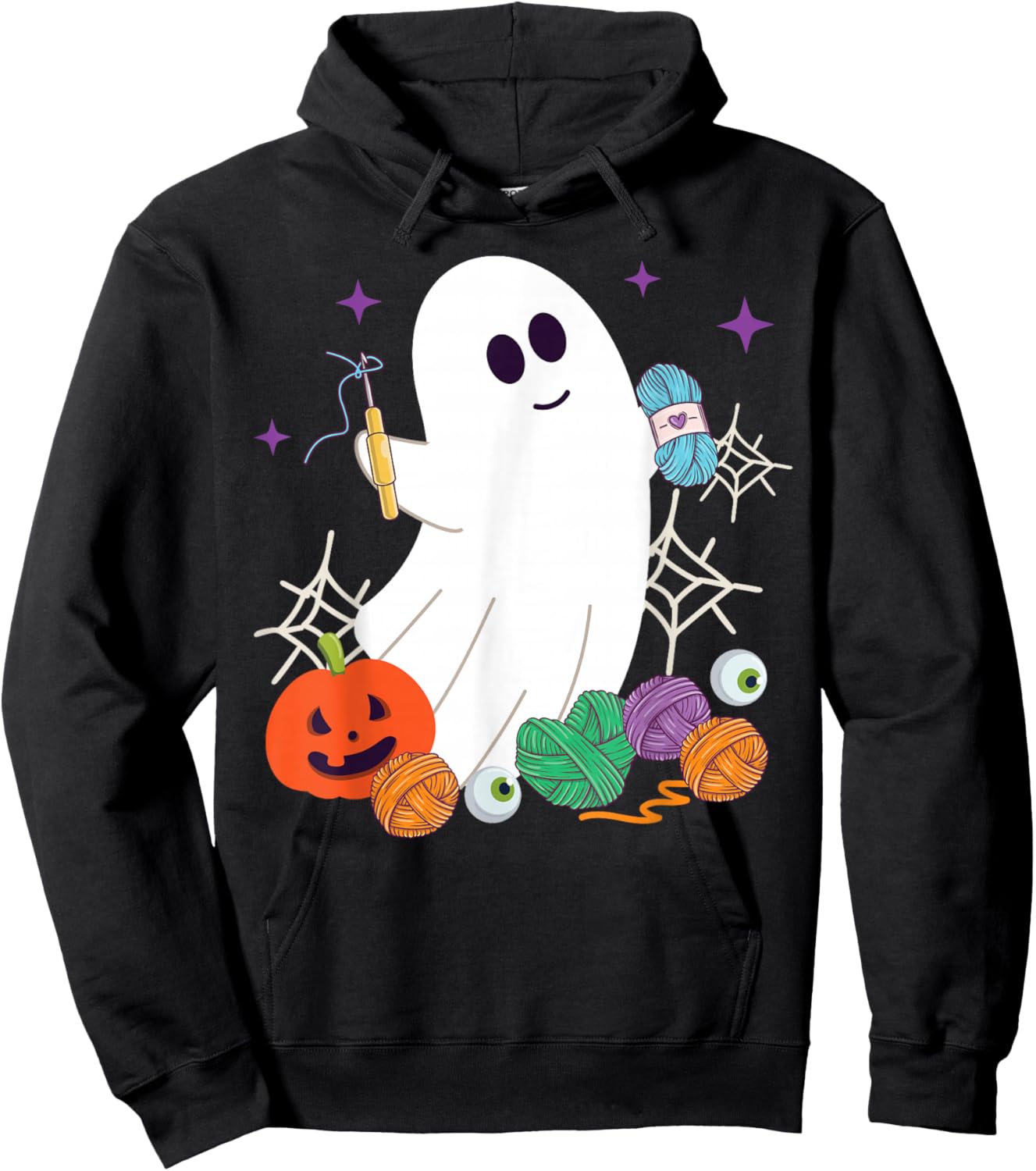 Crocheting Halloween Ghost Hoodie - Hoodie | Black