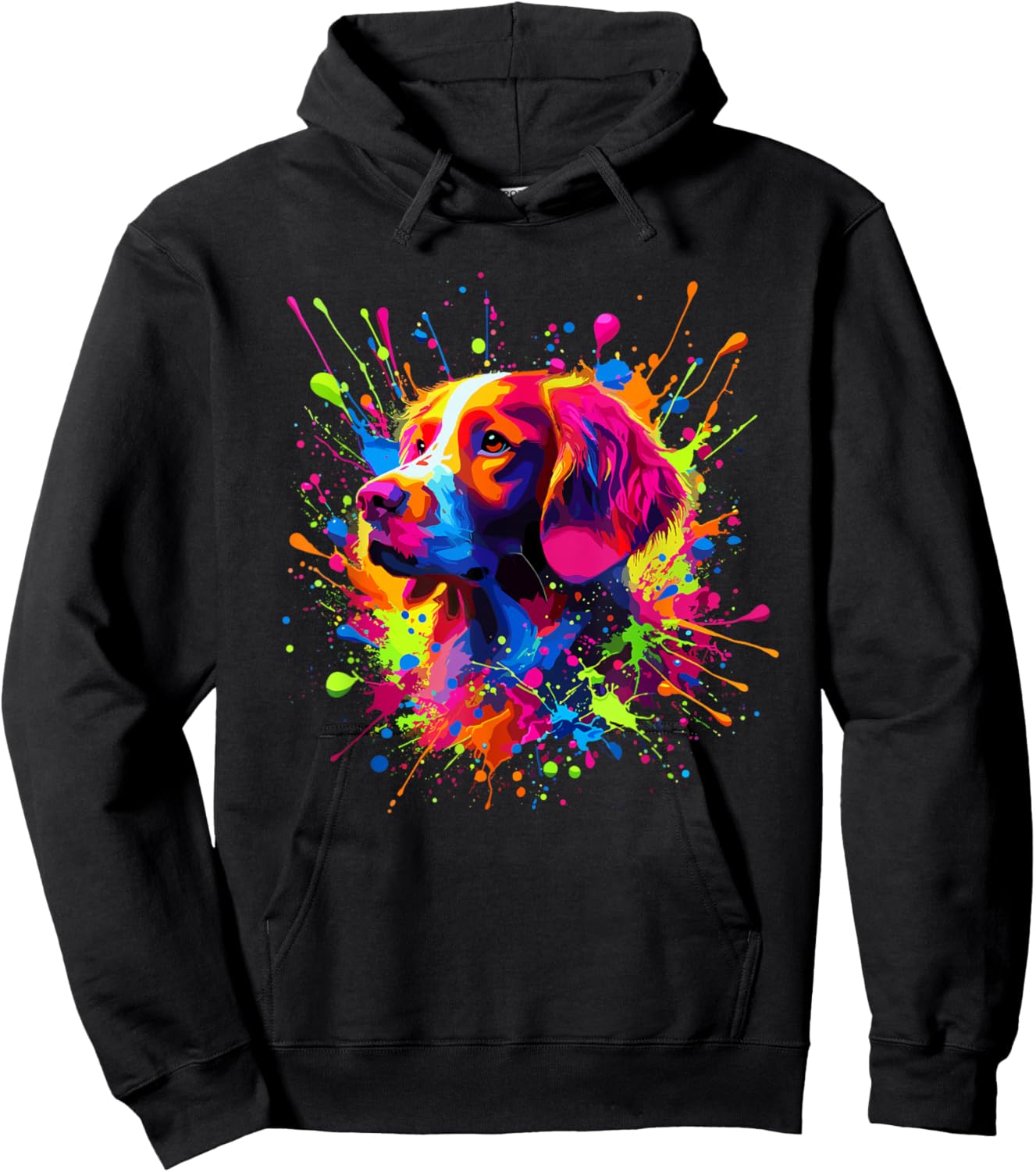 Splash Art Brittany Dog Brittany Spaniel Hoodie - Hoodie | Black