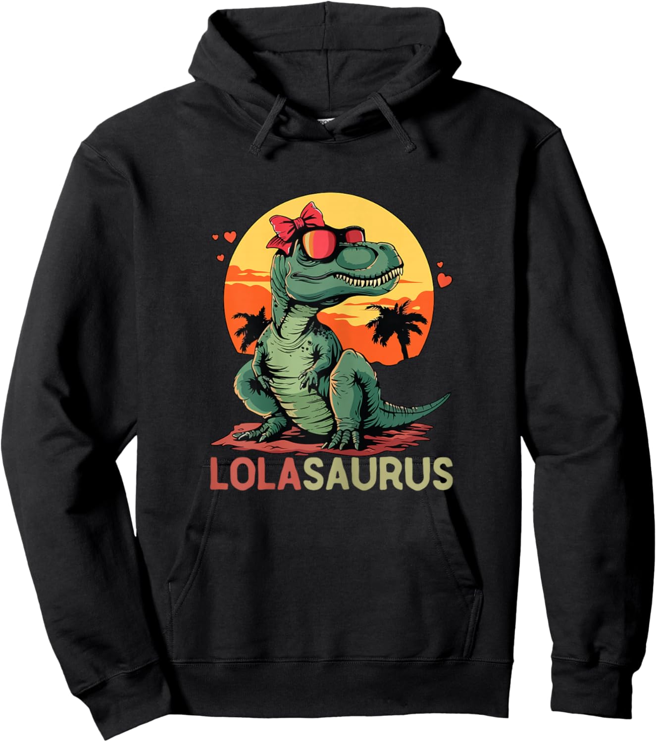 LolaSaurus Dino Dinosaur Lola-Saurus T-Rex Mother's Day Trex Hoodie - Hoodie | Black