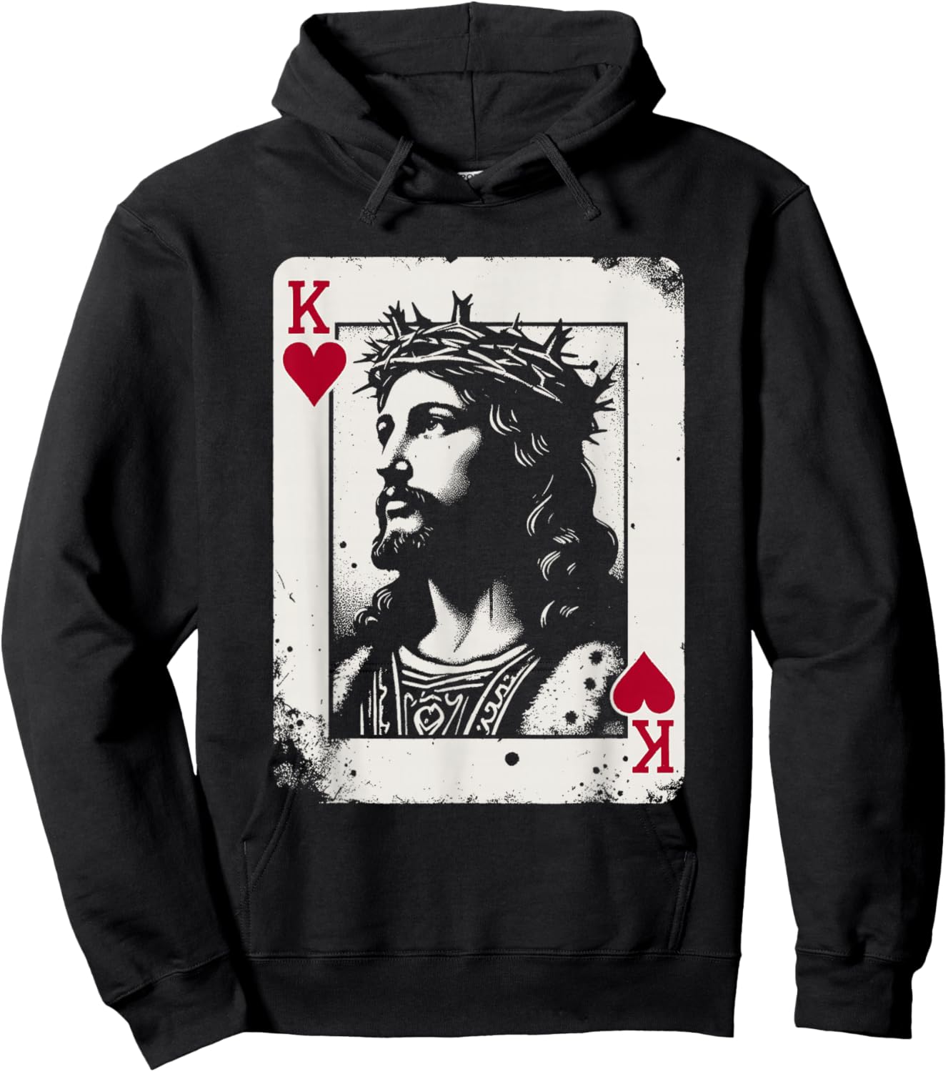 Jesus King of Hearts - Vintage Religious Card Game Lover Hoodie - Hoodie | Black