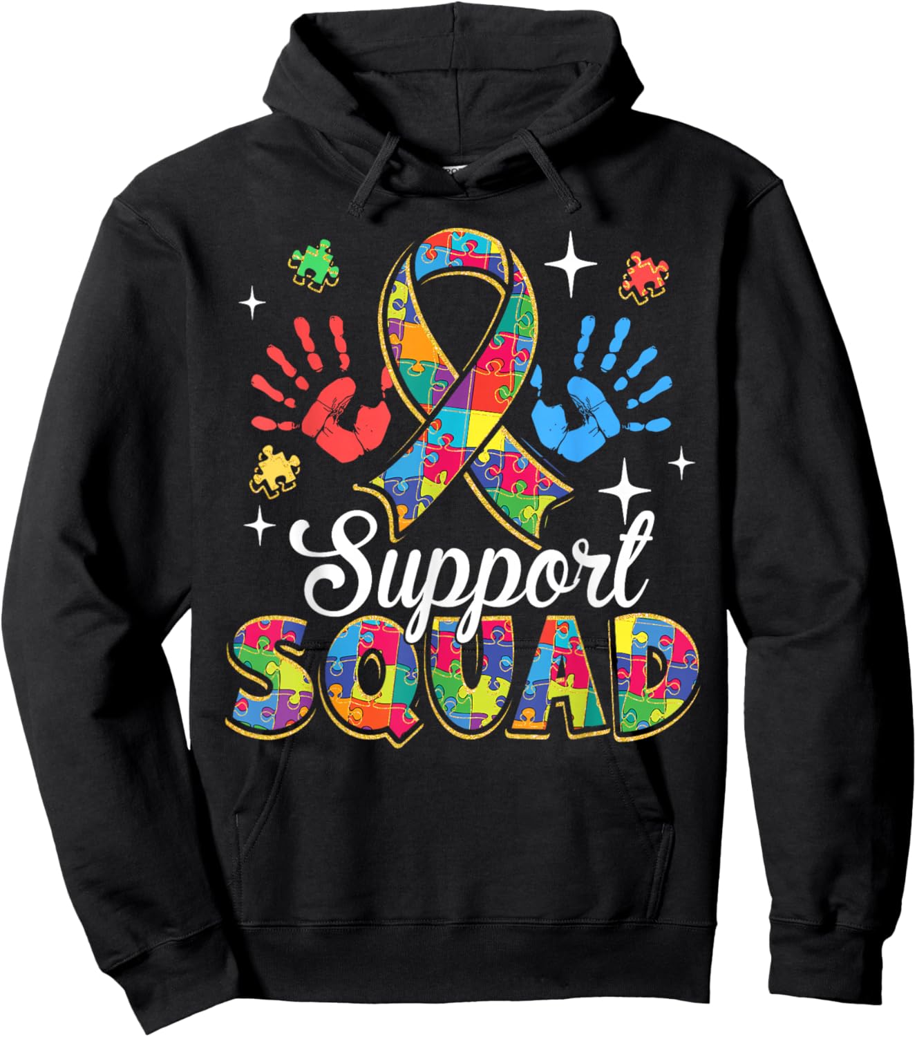 Autism Awareness Autism Support Squad Family Hoodie - Hoodie | Black