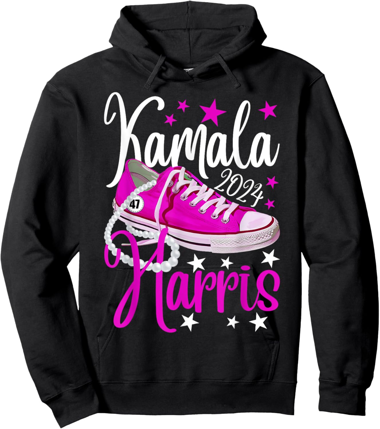 Kamala Harris 2024 For USA President 47th Chucks And Pearls Hoodie - Hoodie | Black