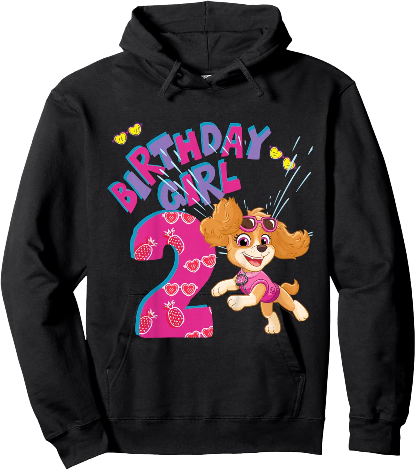 Official Paw Patrol Skye Jumping Birthday Girl Age 2 Hoodie - Hoodie | Black
