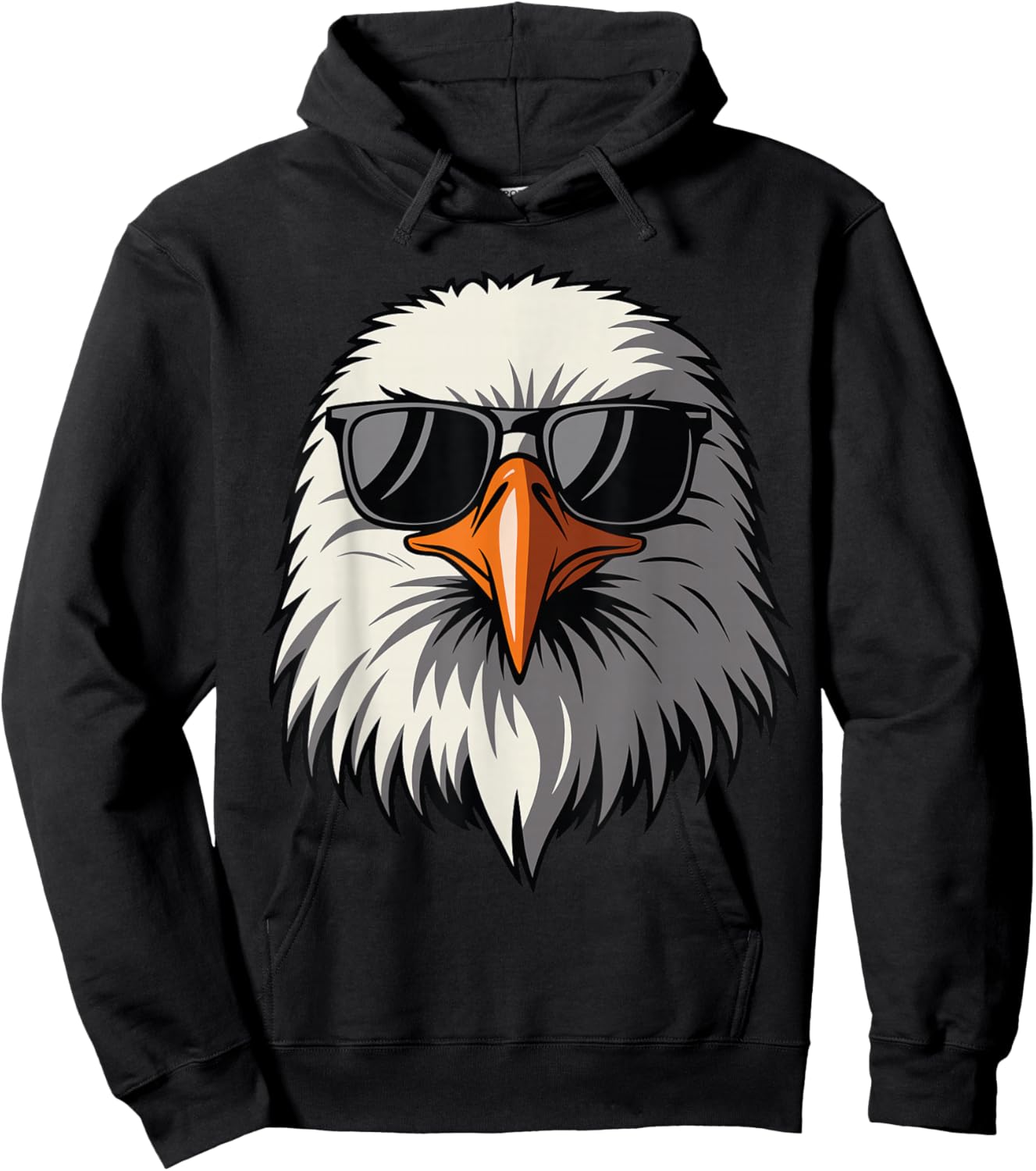 Bald Eagle in Sunglasses Men Women Funny Eagle Graphic Art Hoodie - Hoodie | Black