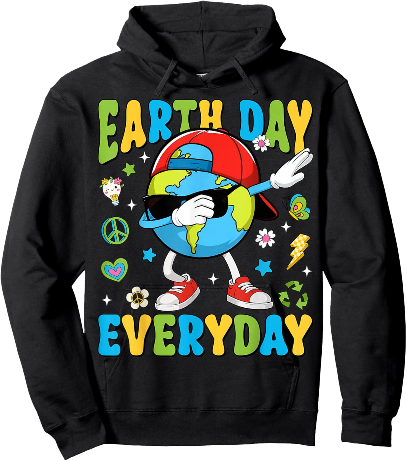 Earth Day Everyday Funny Dabbing Planet Toddler Kids Boys Hoodie - Hoodie | Black