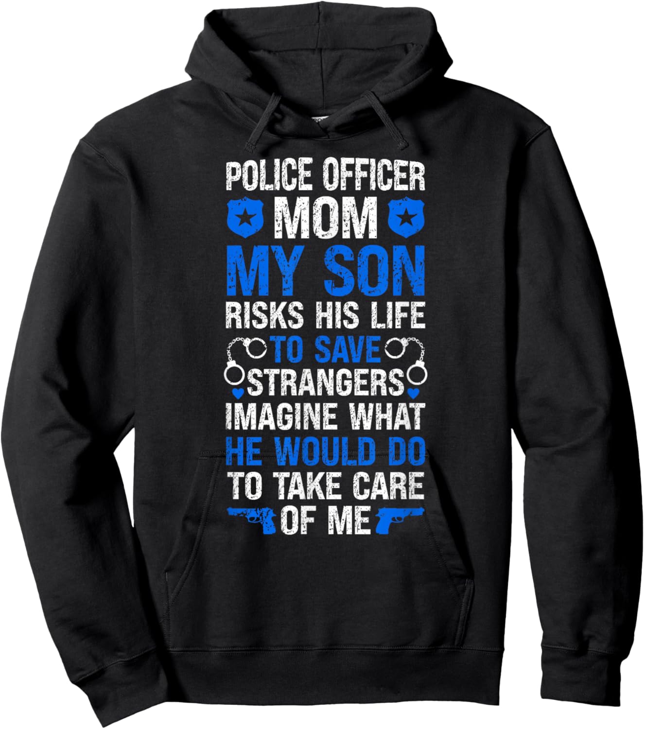 Police Officer Mom Proud Police Mom Policeman Mama Hoodie - Hoodie | Black