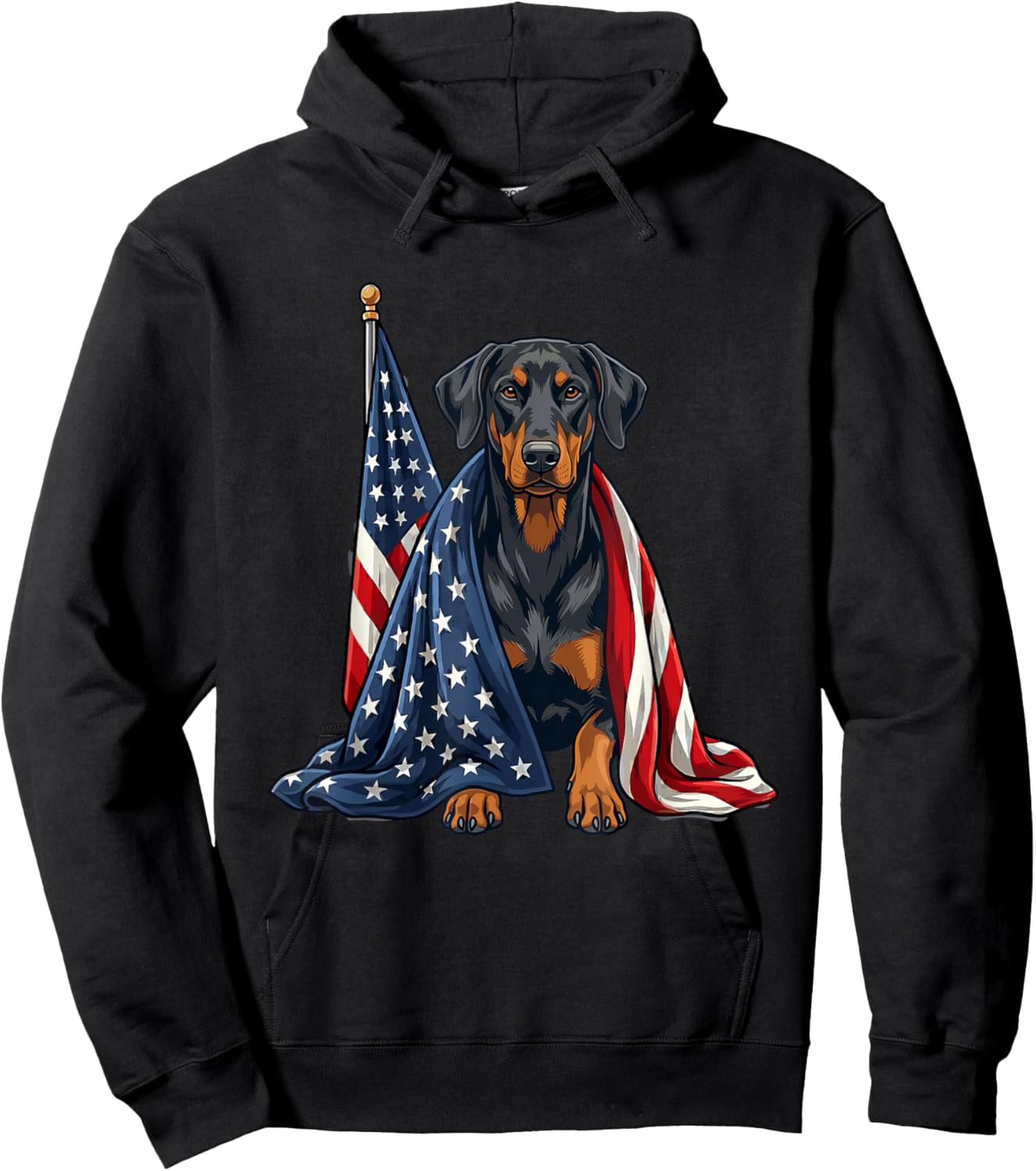 Patriotic Doberman 4th of July Dog USA Flag Hoodie - Hoodie | Black
