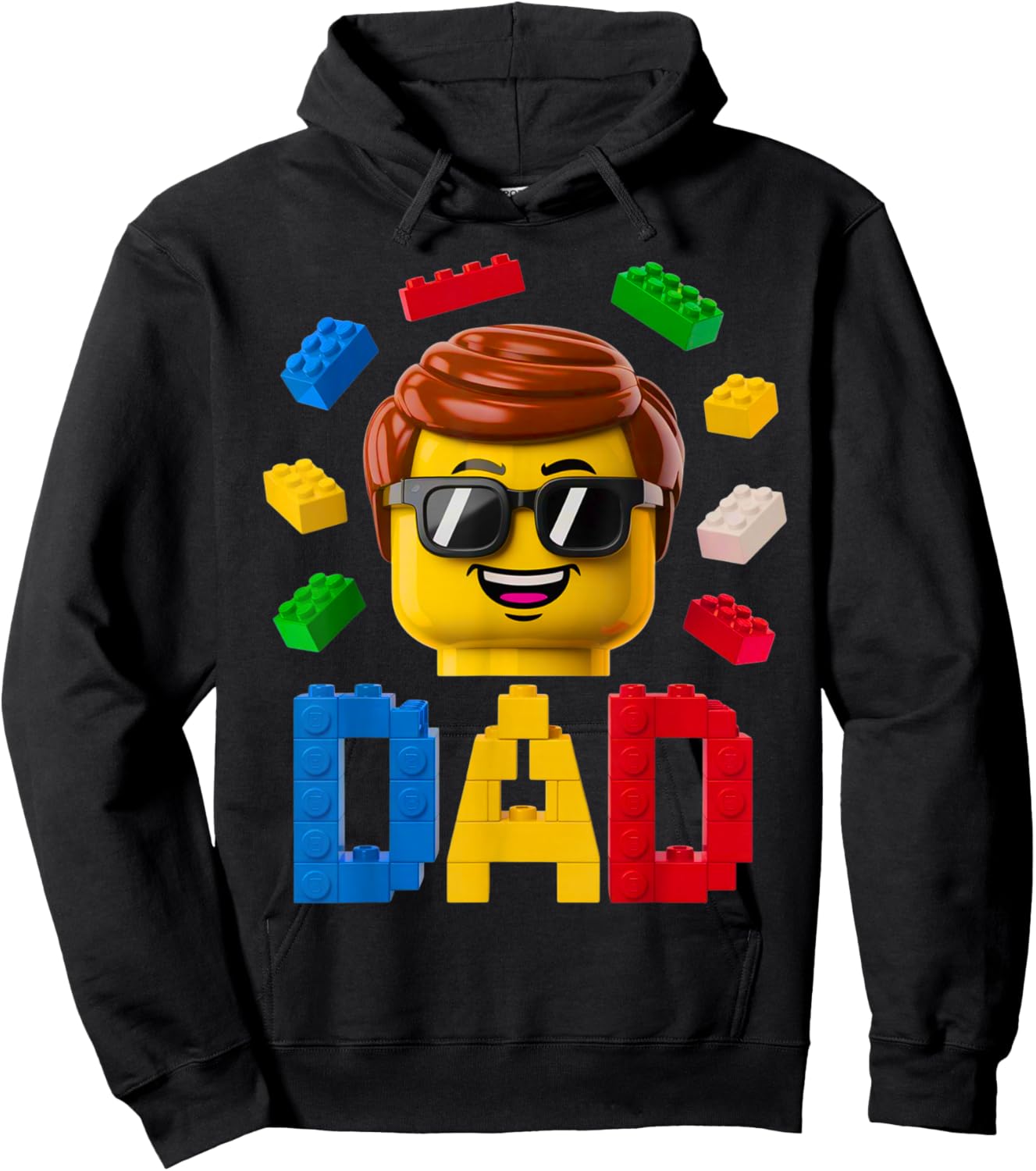Family Dad Master Builder Building Bricks Blocks Fathers Day Hoodie - Hoodie | Black