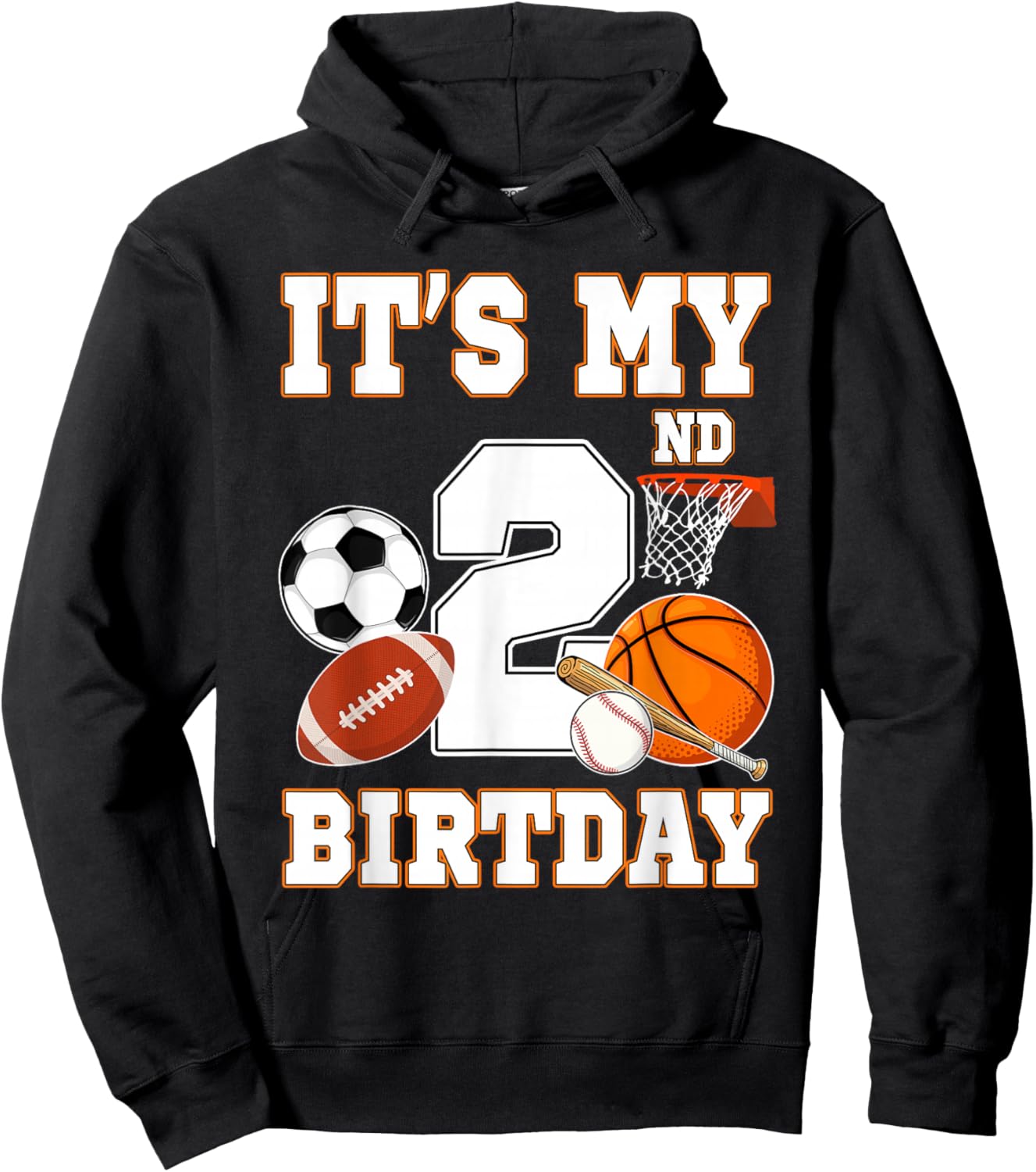 It's my 2nd Birthday Sport Balls 2 Year Old Kids Party Hoodie - Hoodie | Black