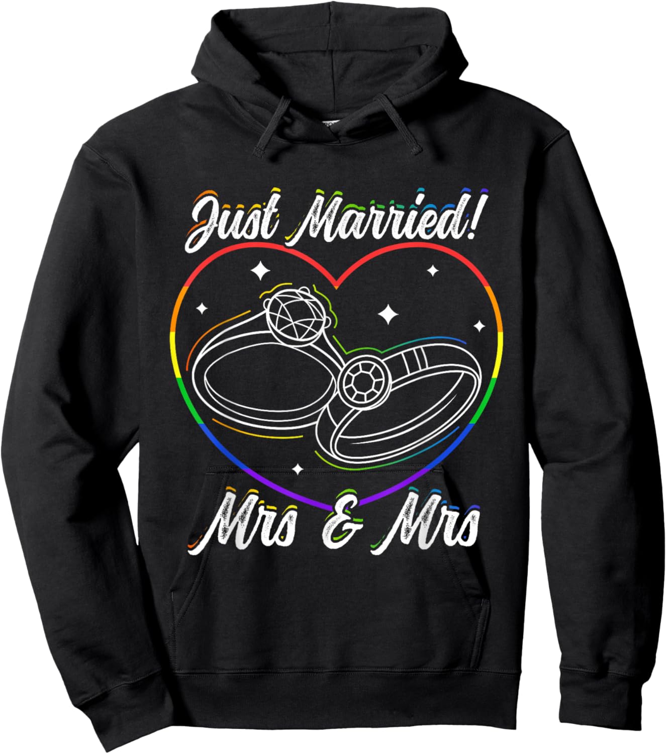 Newly Married! Mrs & Mrs Just Married Lesbian Couple Hoodie - Hoodie | Black