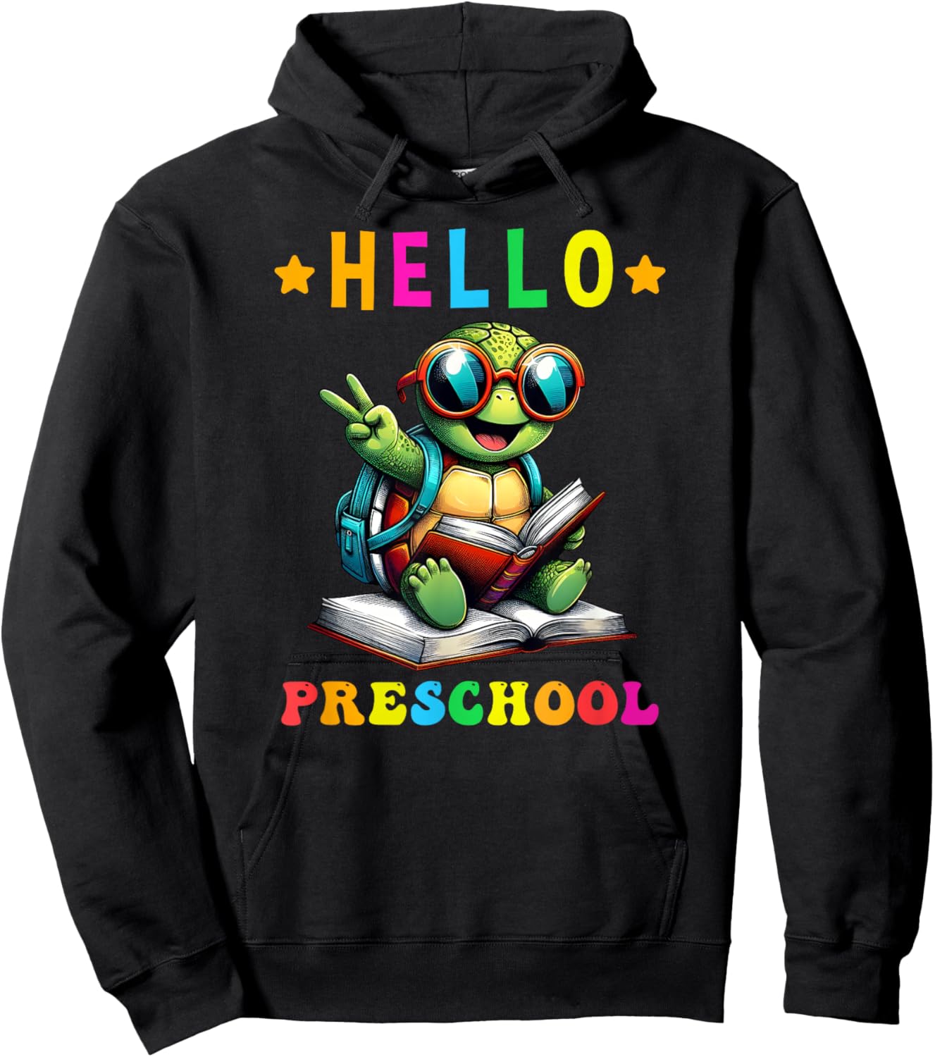 Hello Preschool Turtle Lovers Back to School Kids Boys Girls Hoodie - Hoodie | Black