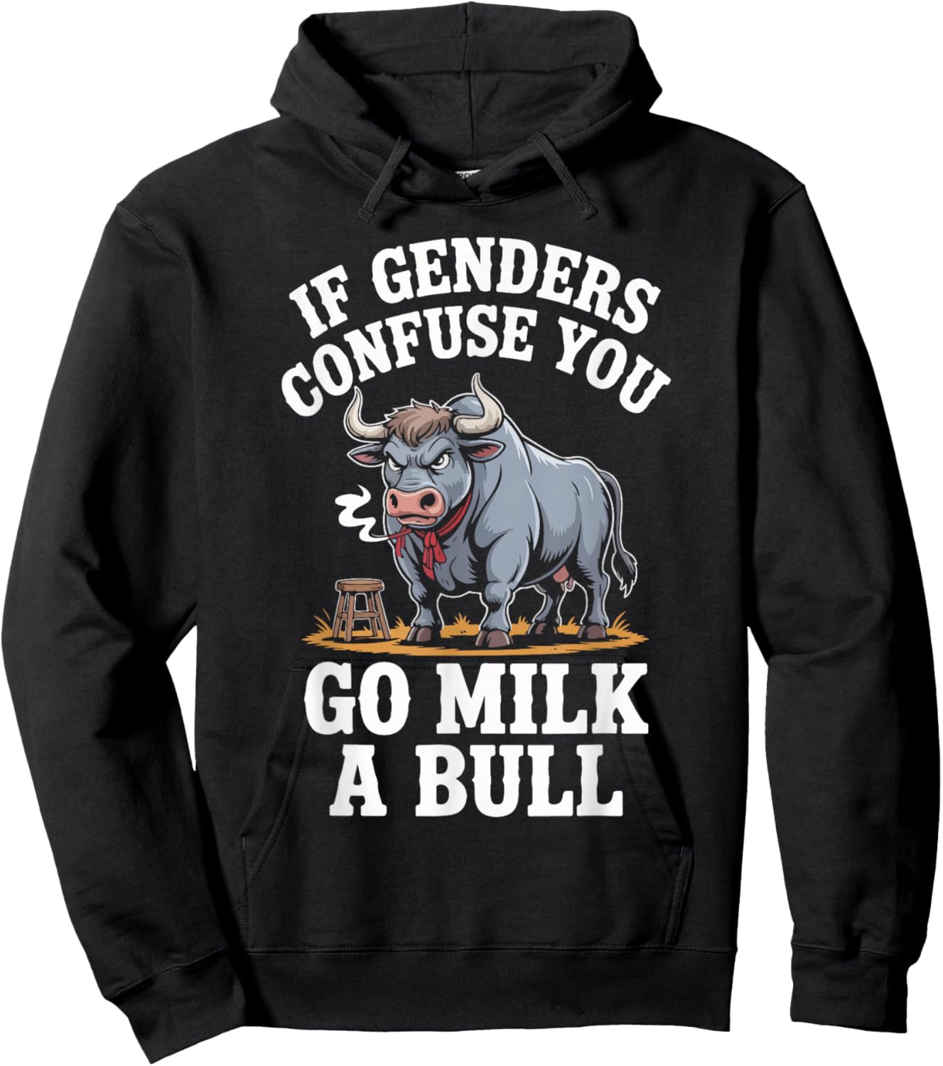 If Genders Confuse You Go Milk A Bull Hoodie - Hoodie | Black