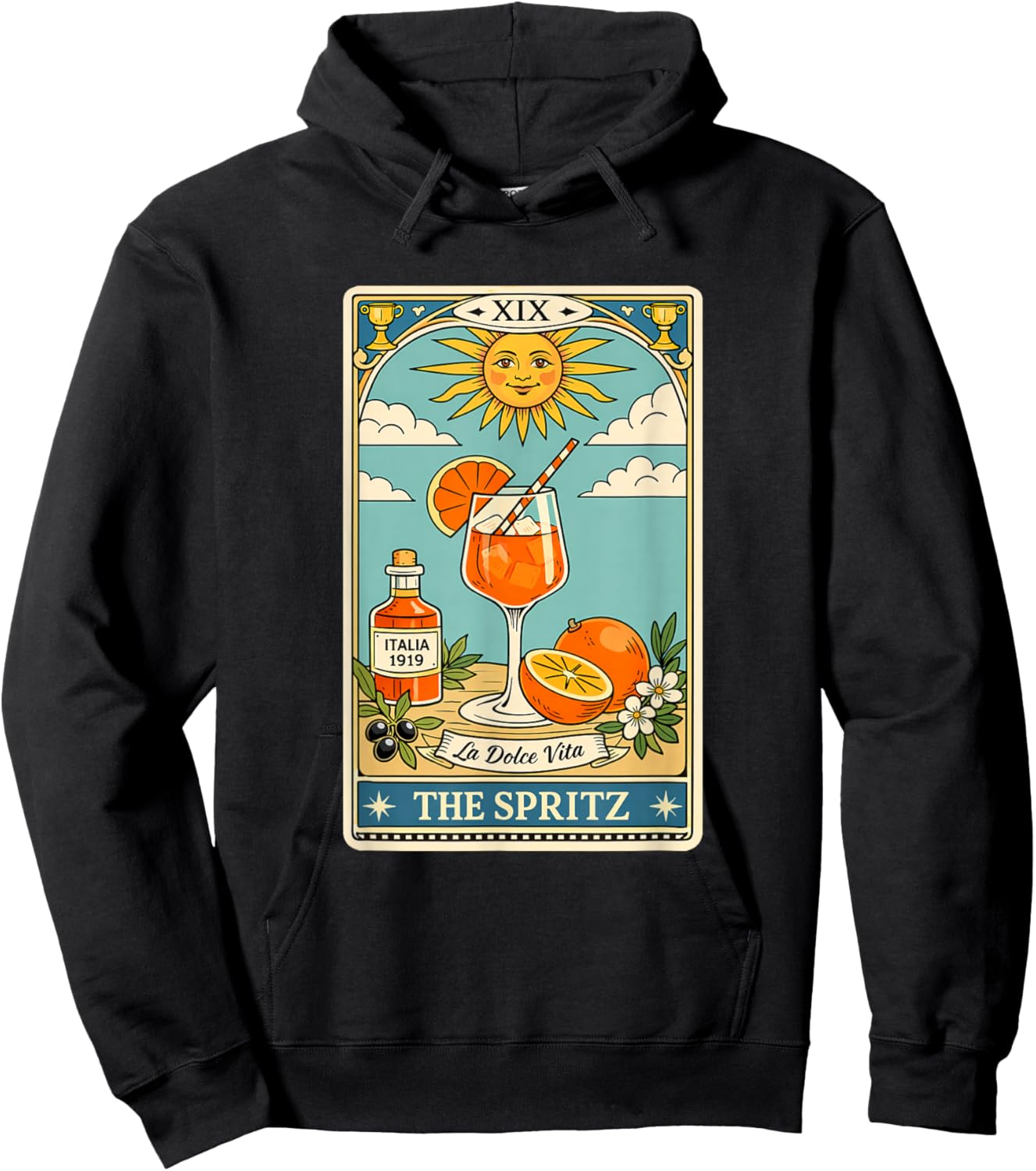 Été Italien, Spritz Veneto Cocktail Art, Apéritif Hoodie - Hoodie | Black