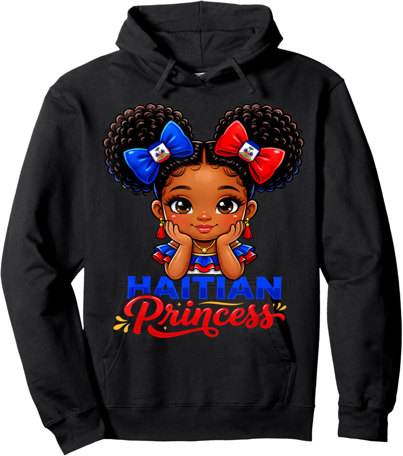 Haitian Princess Haiti Flag Pride Melanin Girls Kids Toddler Hoodie - Hoodie | Black
