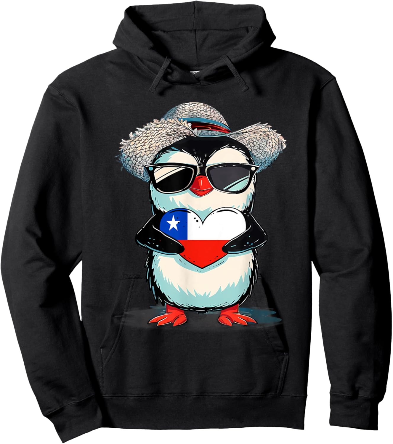 Chilean Flag Heart Penguin Chilean Pride Chilean Roots Chile Hoodie - Hoodie | Black