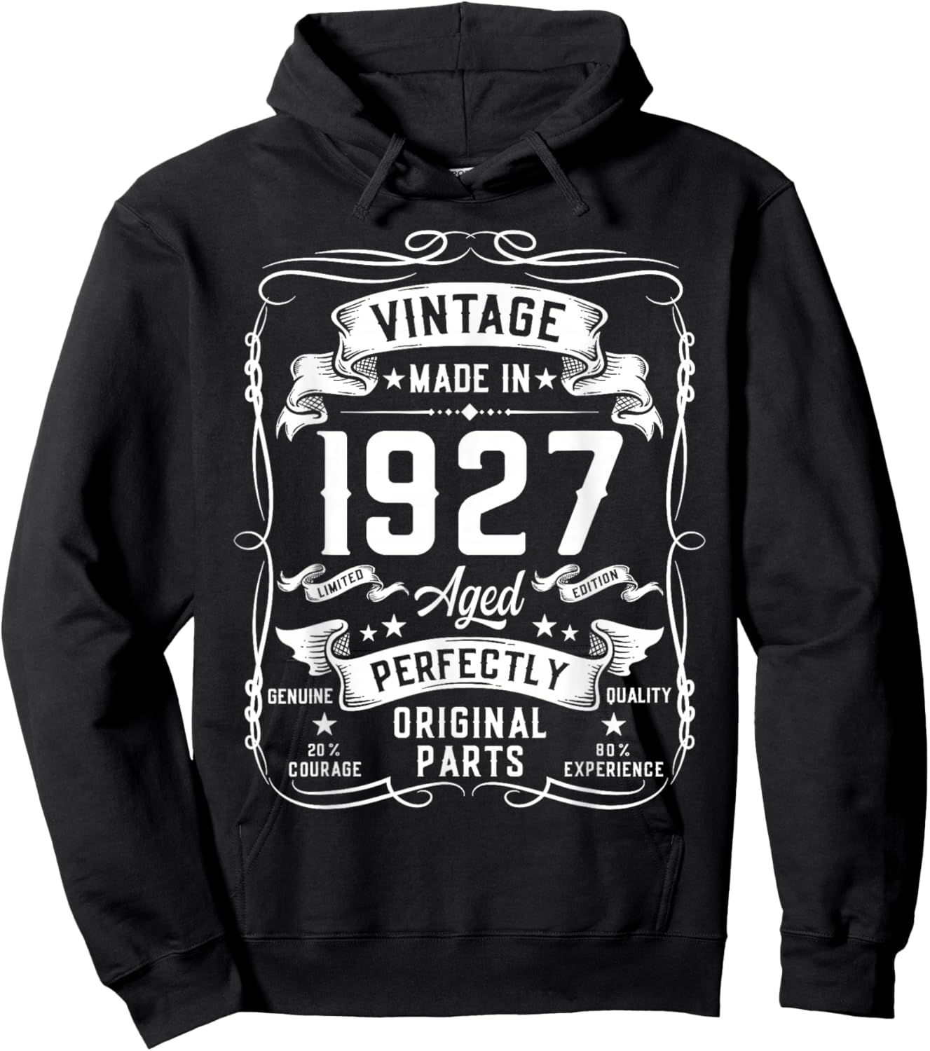 Vintage 1927 99yr 99th Birthday Gifts 99 Years Old Hoodie - Hoodie | Black