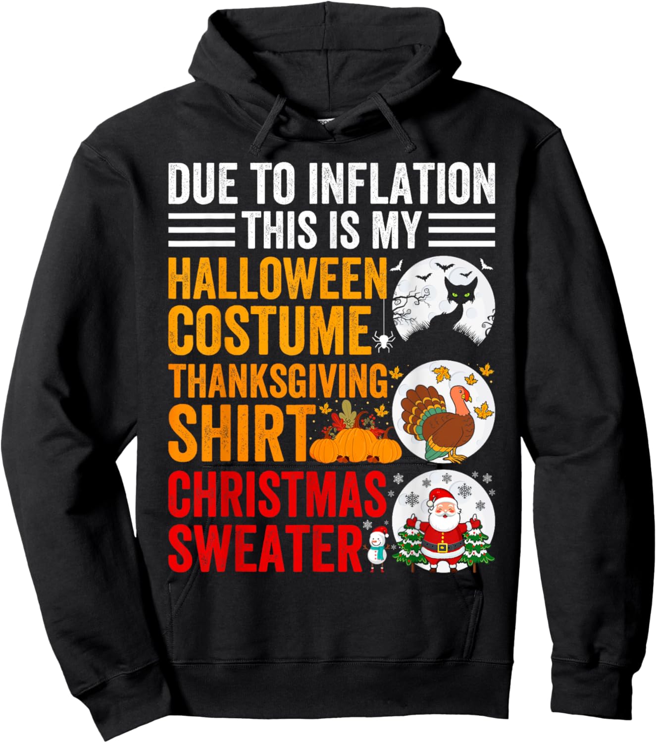 Due to Inflation This is My Thanksgiving Halloween Christmas Hoodie - Hoodie | Black