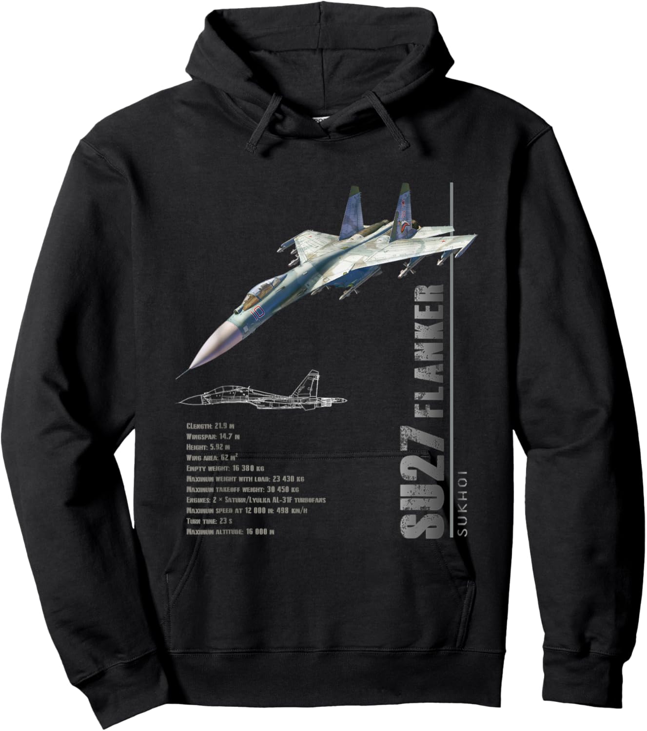 SU-27 Flanker Jet Fighters-Spec Hoodie - Hoodie | Black