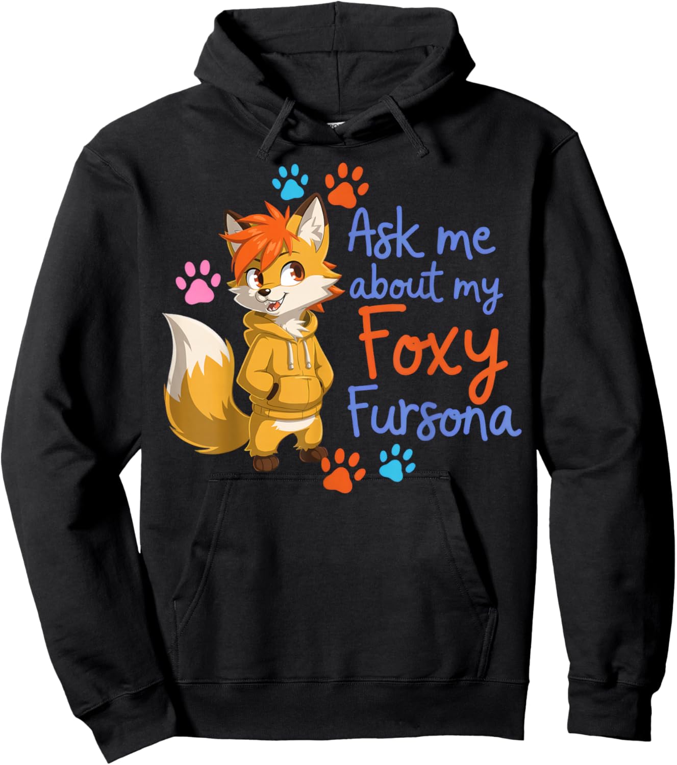 Playful Fox Character Ask Me About My Fursona Hoodie - Hoodie | Black